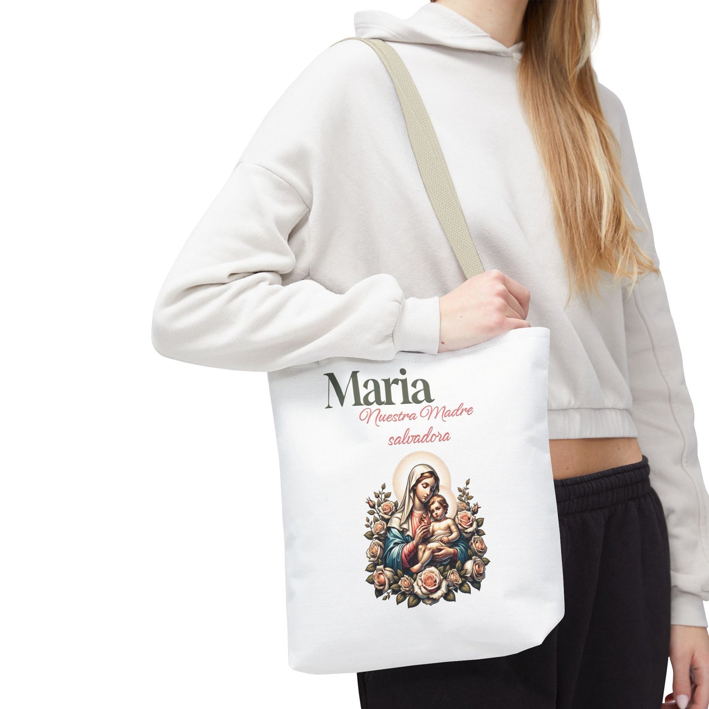 Faith Maria Jesus Tote Bag — Religious Faith All-Over Print Tote