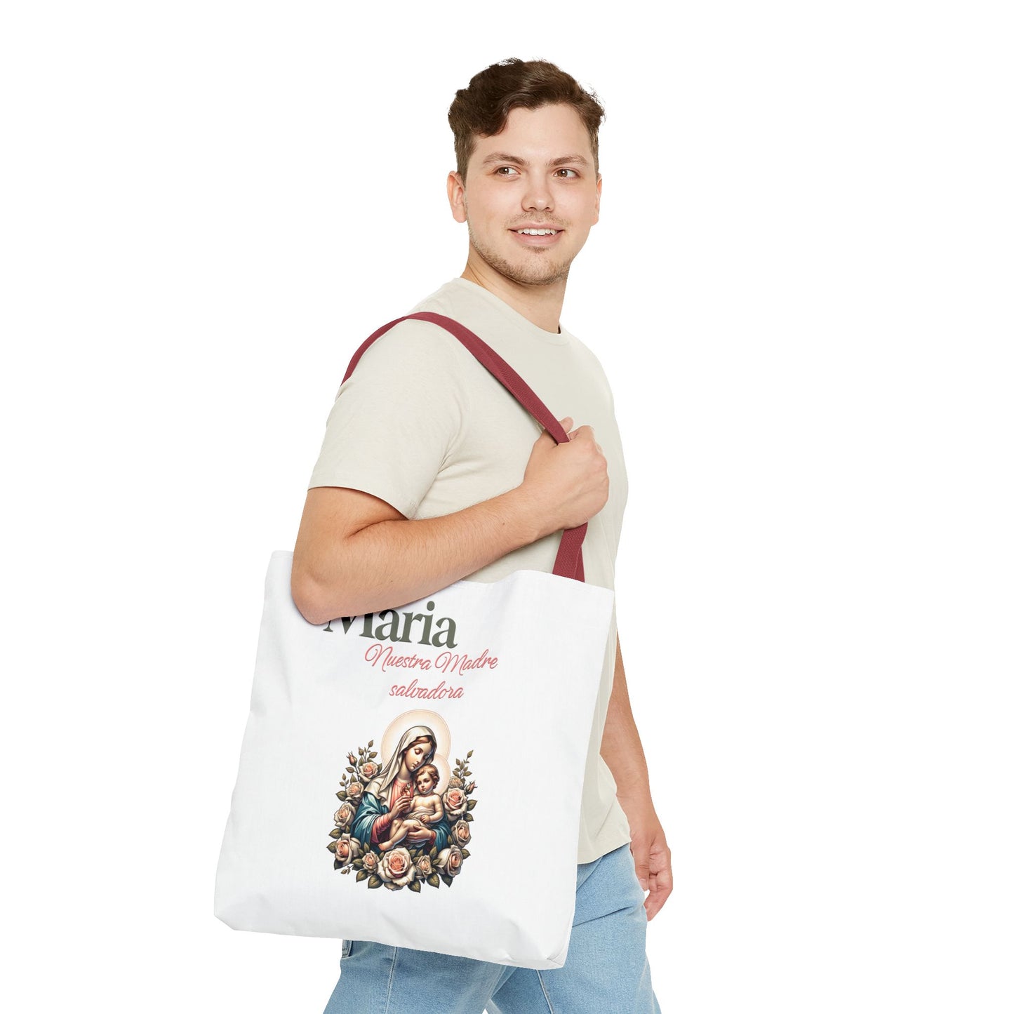 Faith Maria Jesus Tote Bag — Religious Faith All-Over Print Tote