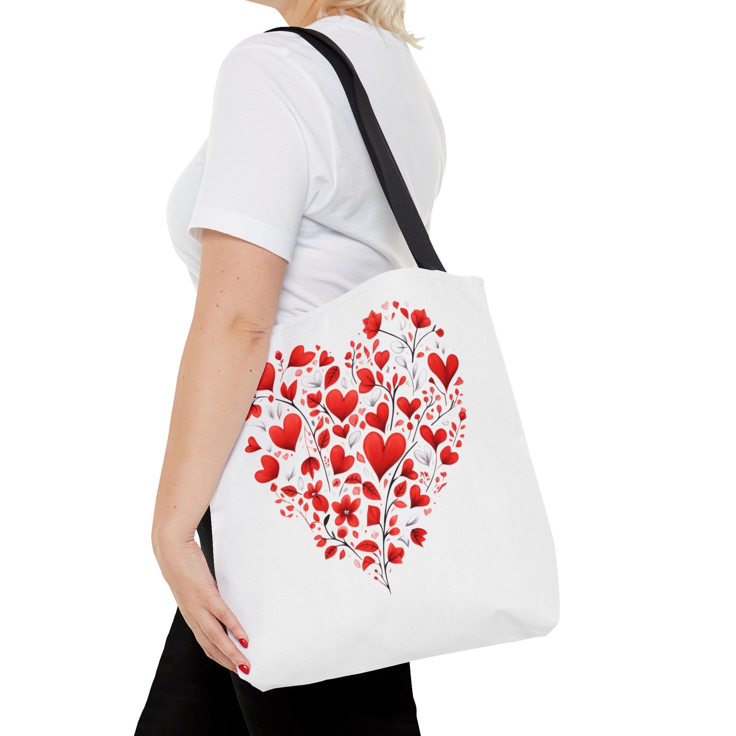 Heart Floral Tote Bag – Romantic Valentine’s Day Canvas Shopper