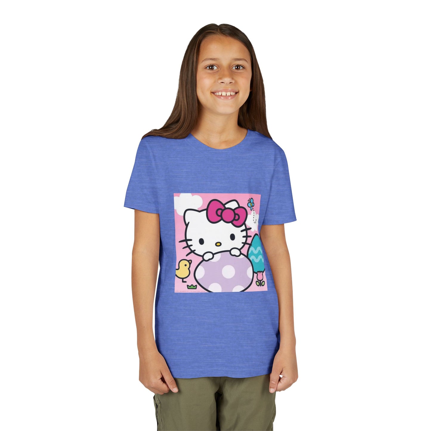 Hello Kitty Easter Youth Tee — Cute Bunny & Eggs Spring Shirt