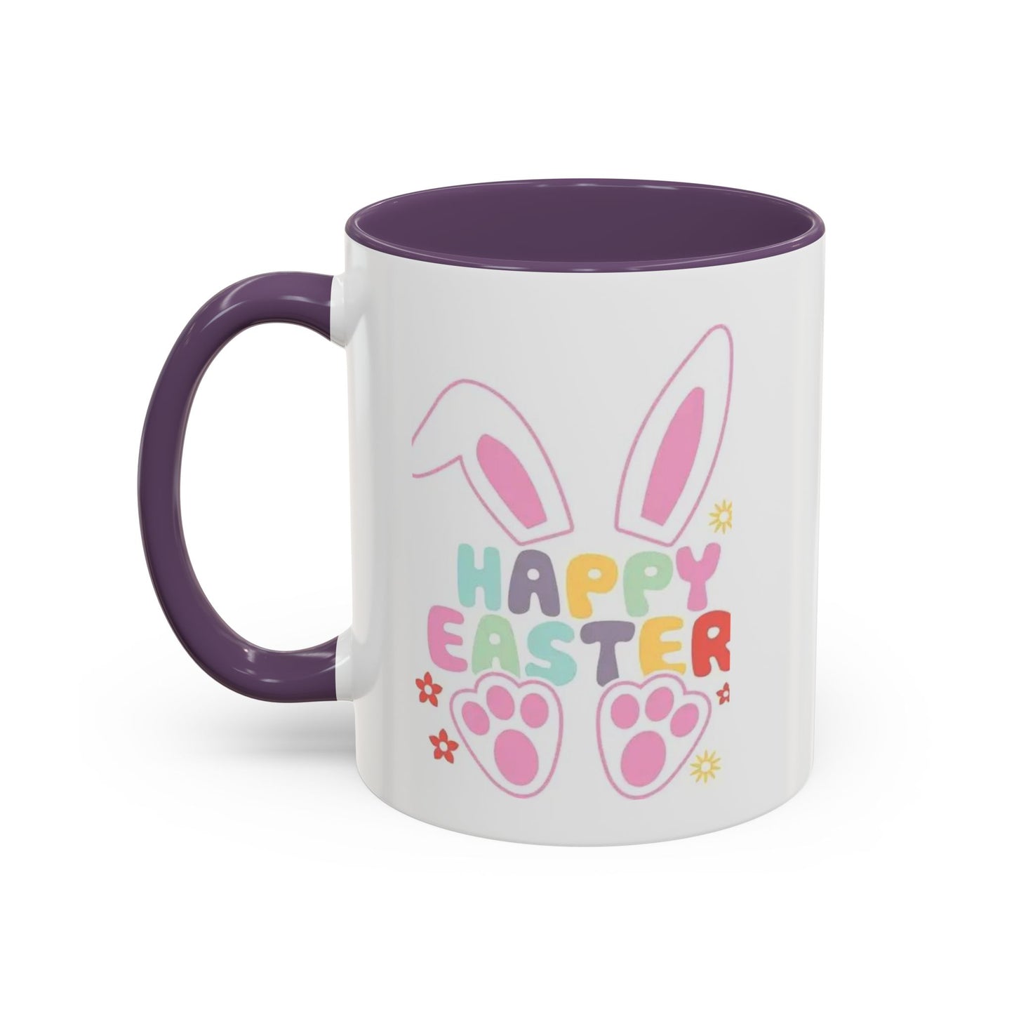 Happy Easter Bunny Accent Coffee Mug — Pink Interior 11/15oz