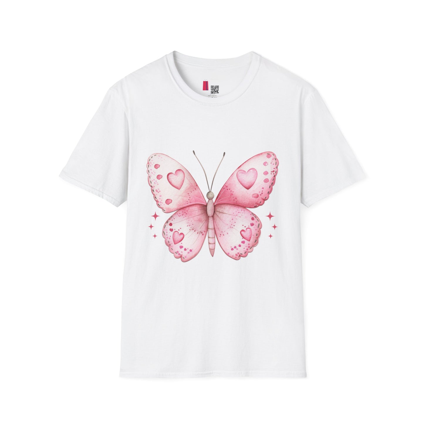 Pink Heart Butterfly T-Shirt — Cute Romantic Graphic Tee