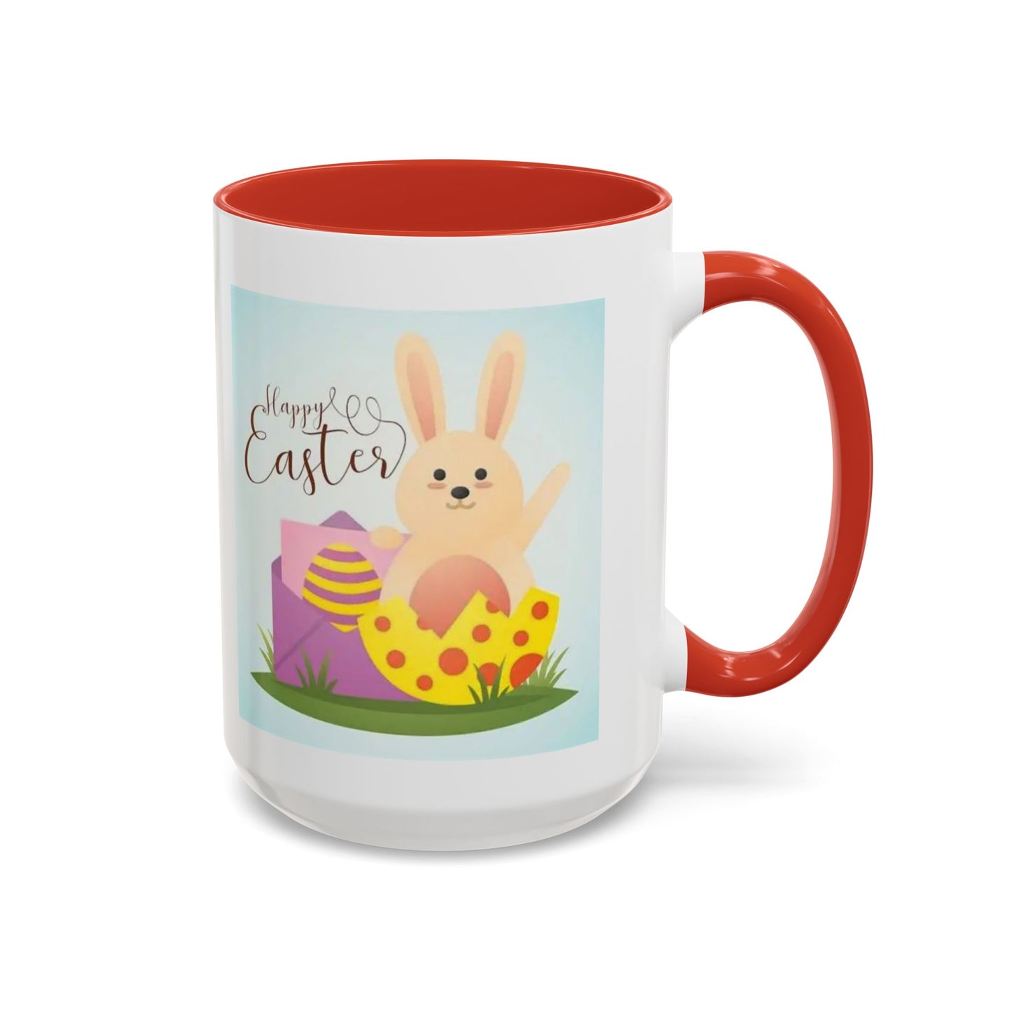 Easter Bunny Accent Coffee Mug – "Happy Easter" Spring Bunny & Egg Design (11/15oz)