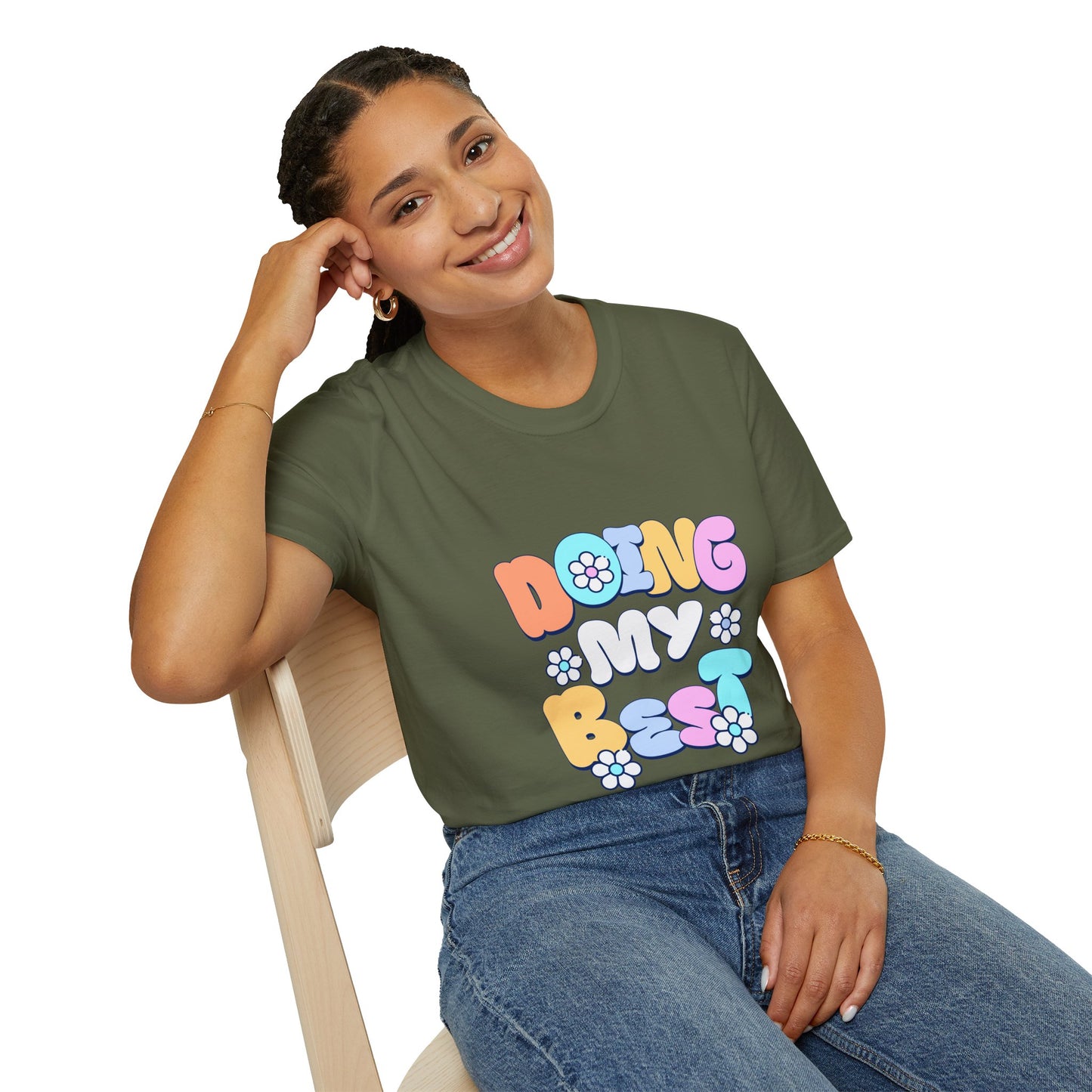 Retro Floral "Doing My Best" T-Shirt