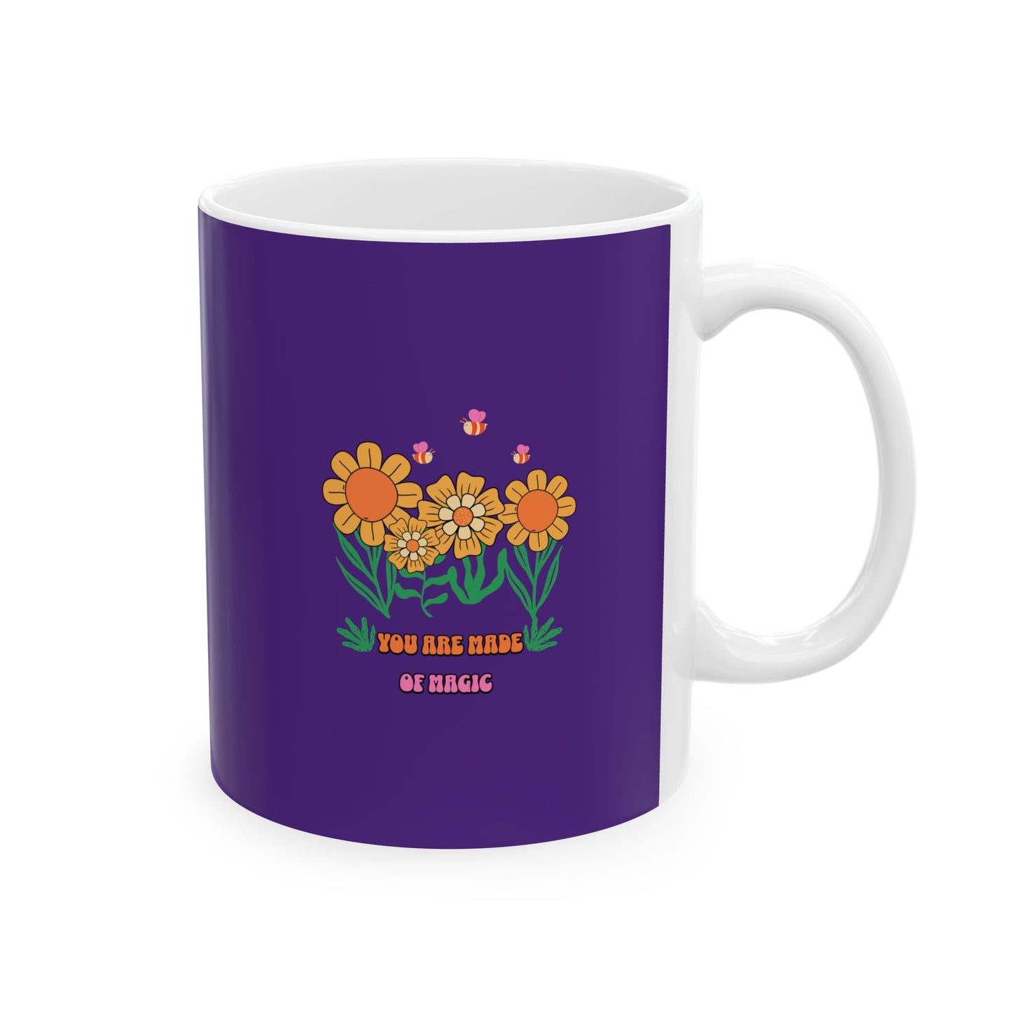 Purple Floral Ceramic Mug — Colorful Sunflower Bouquet Coffee Cup (11oz & 15oz)