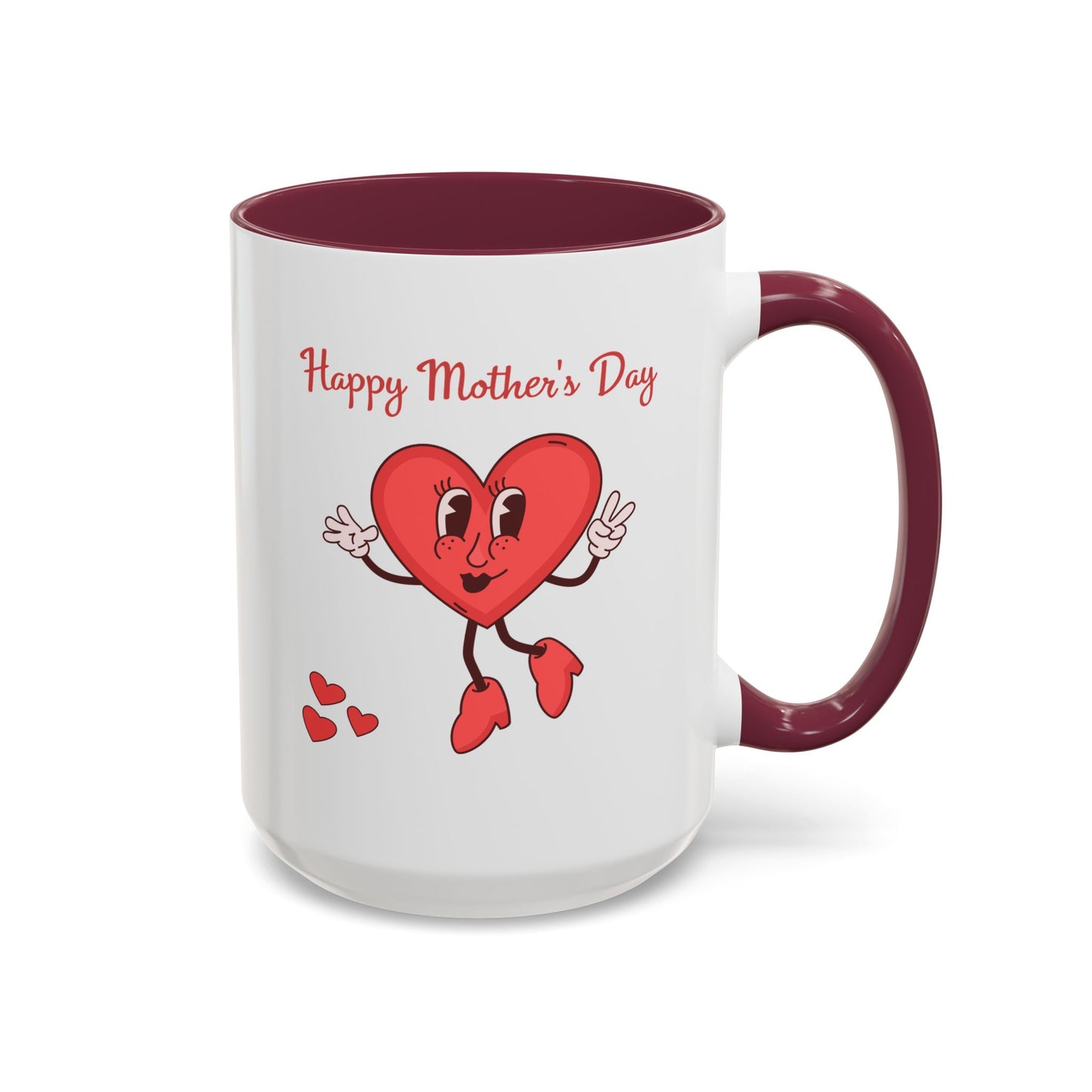 Happy Mother's Day Heart Mug — Cute Retro Heart Mom Coffee Cup (11oz, 15oz)