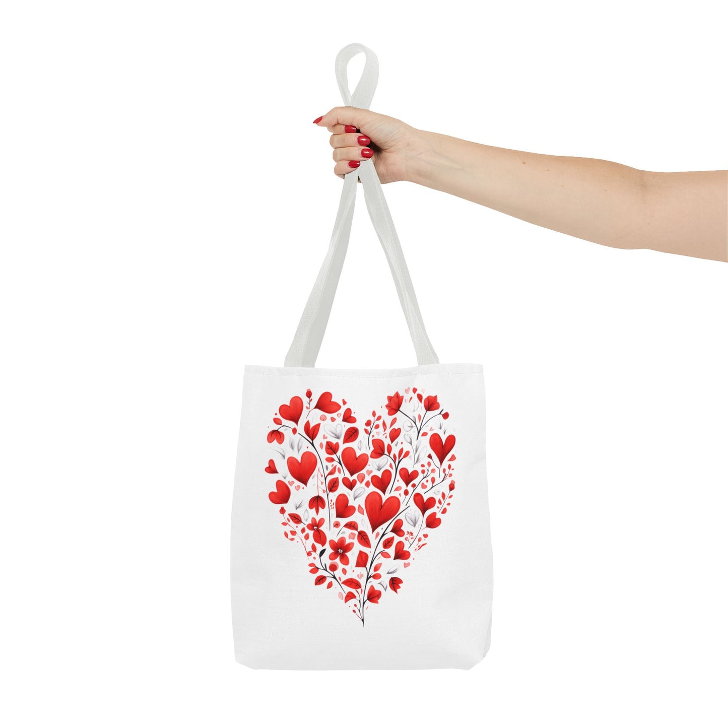 Heart Floral Tote Bag – Romantic Valentine’s Day Canvas Shopper