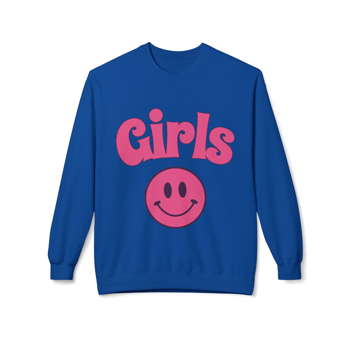 Girls Smiley Crewneck Sweatshirt – Retro Pink Logo