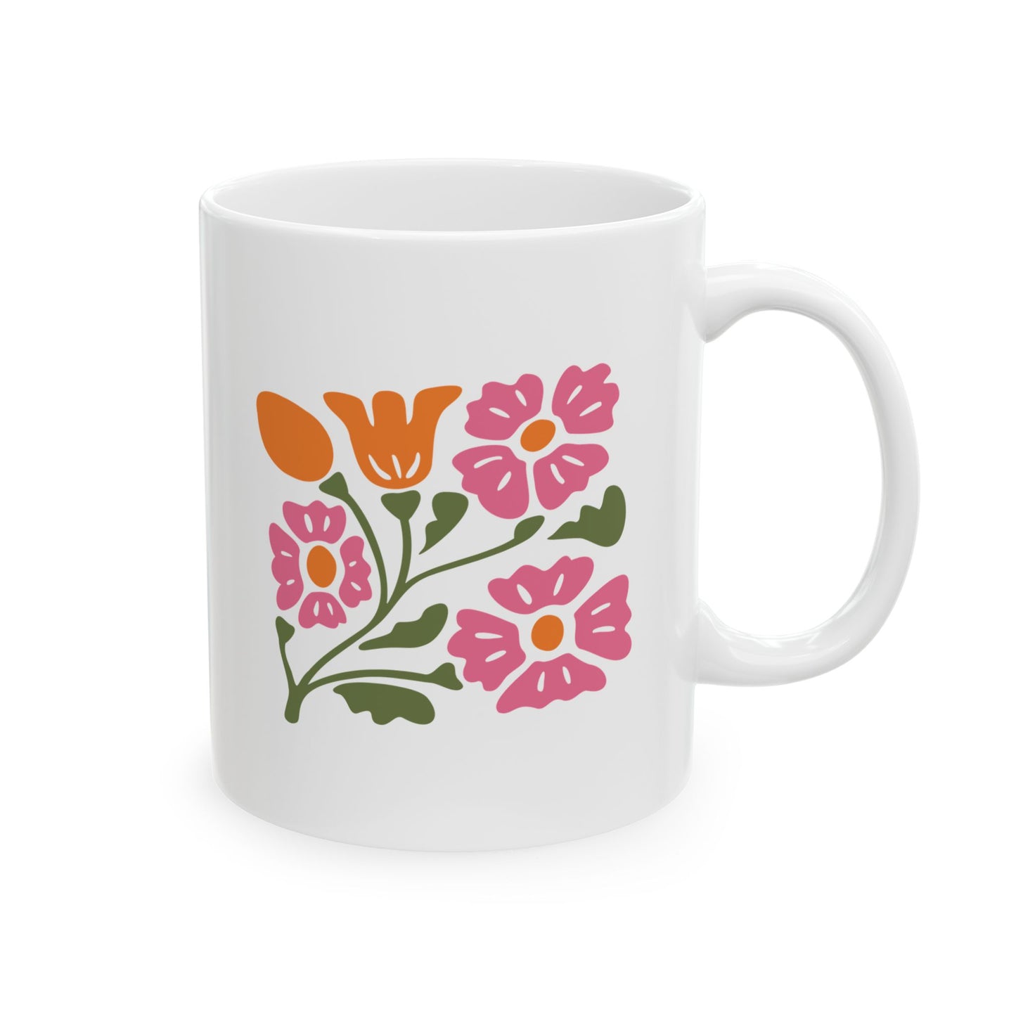 Floral Bouquet Ceramic Mug — Colorful Wildflower Coffee Cup (11oz/15oz)
