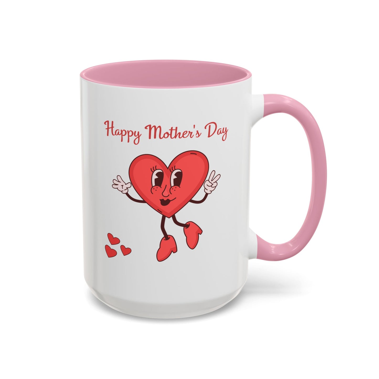 Happy Mother's Day Heart Mug — Cute Retro Heart Mom Coffee Cup (11oz, 15oz)