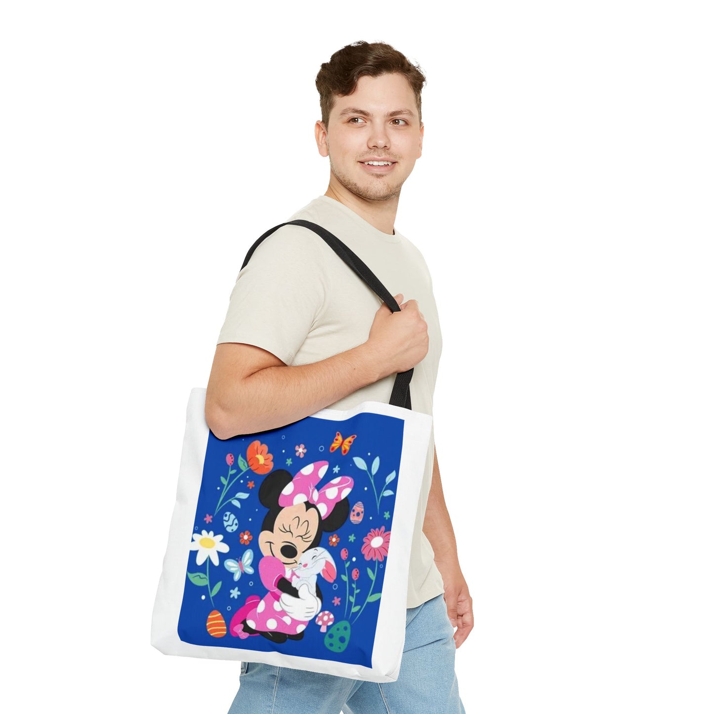 Floral Minnie Bunny Tote Bag — Cute Easter Canvas Carryall