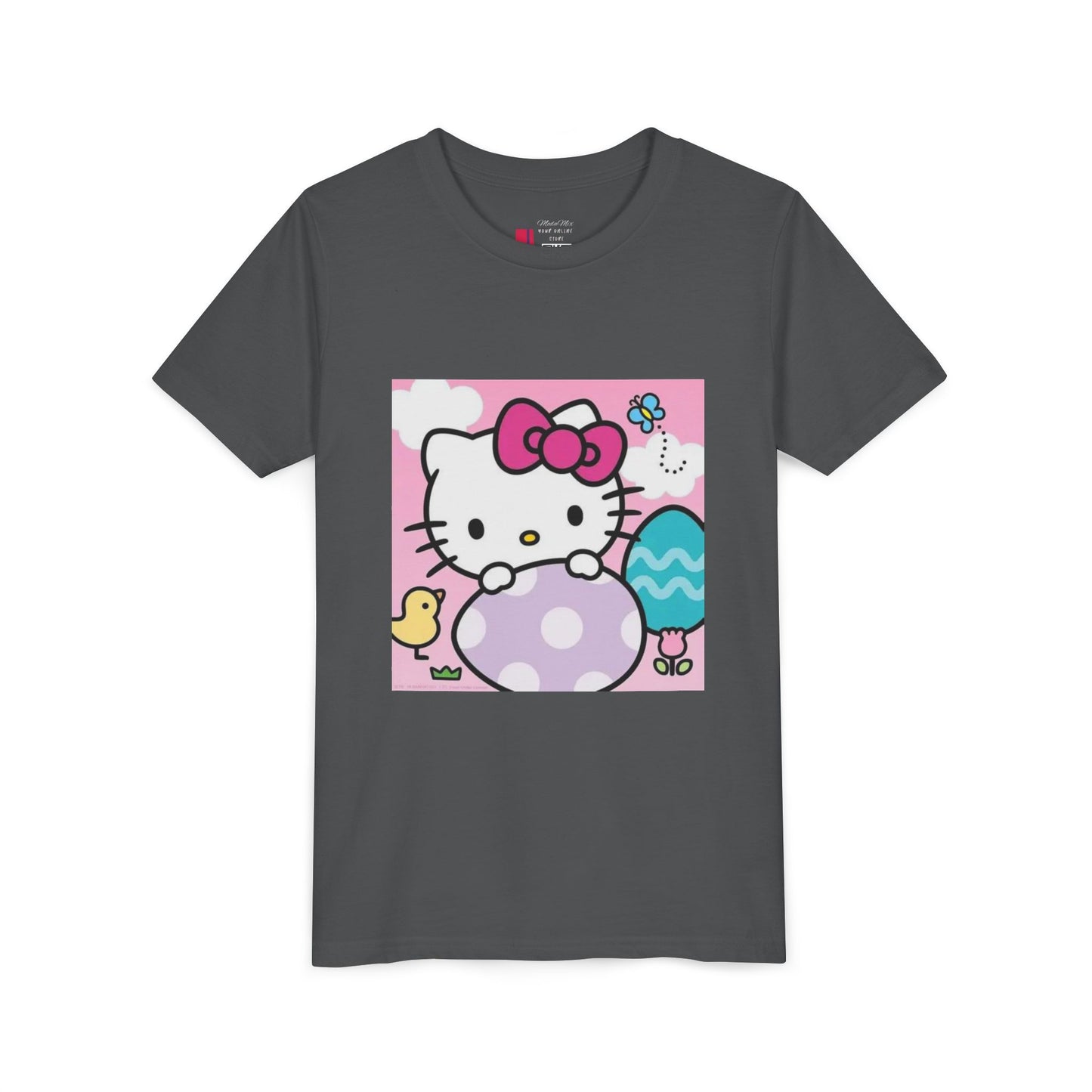 Hello Kitty Easter Youth Tee — Cute Bunny & Eggs Spring Shirt