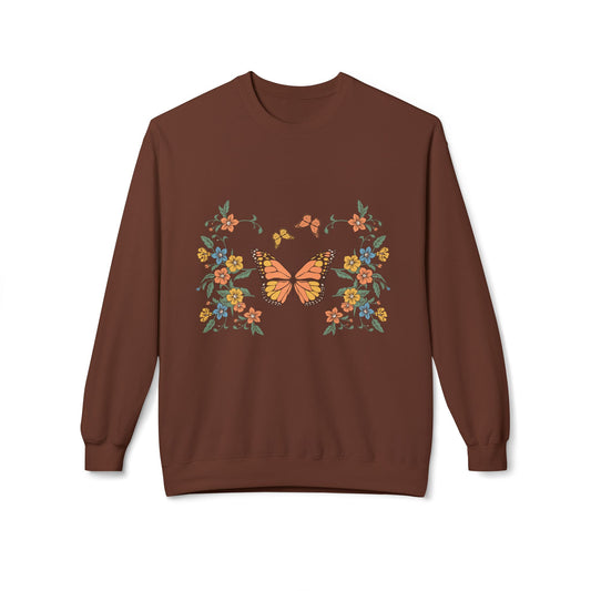 Butterfly Floral Crewneck Sweatshirt — Monarch Garden Graphic
