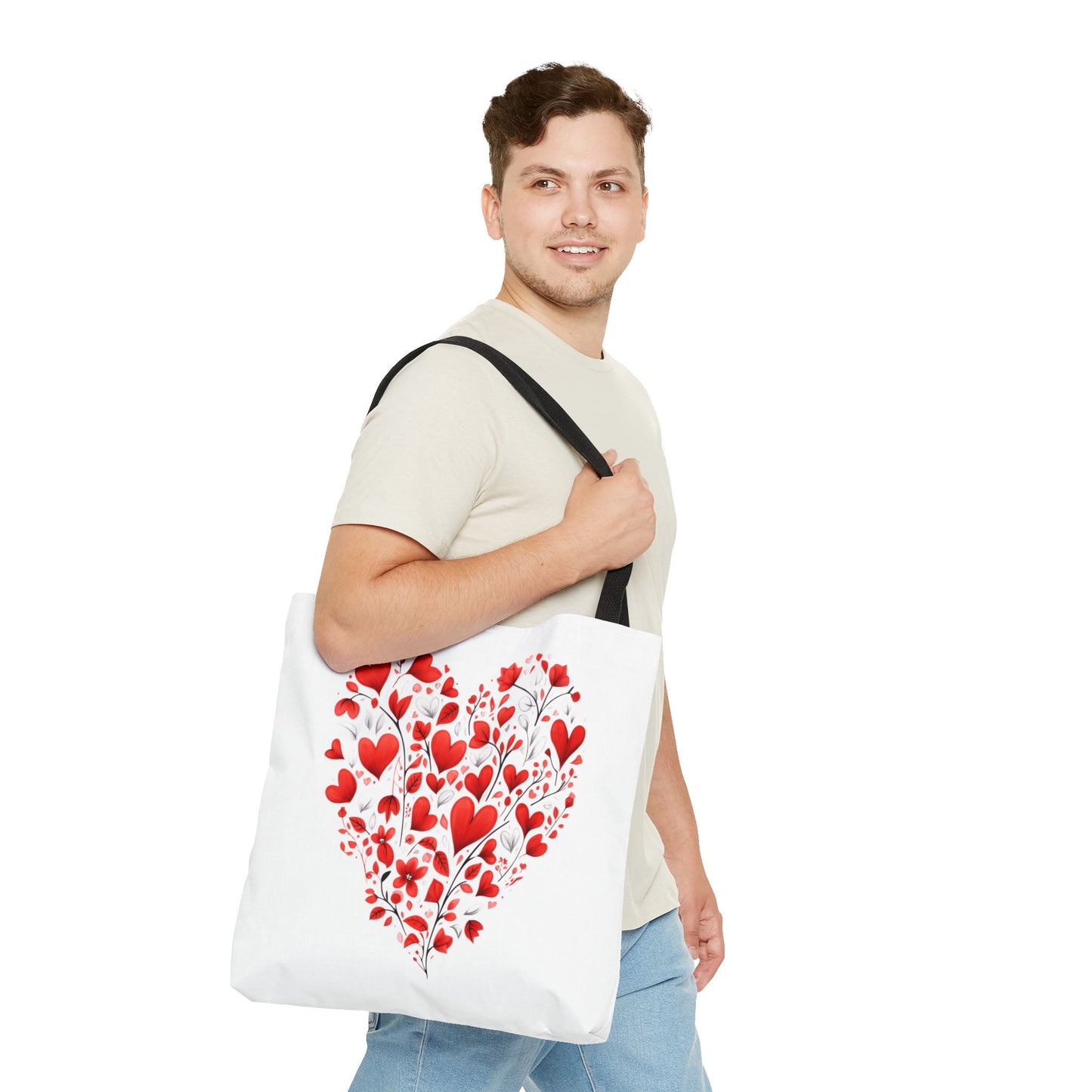 Heart Floral Tote Bag – Romantic Valentine’s Day Canvas Shopper