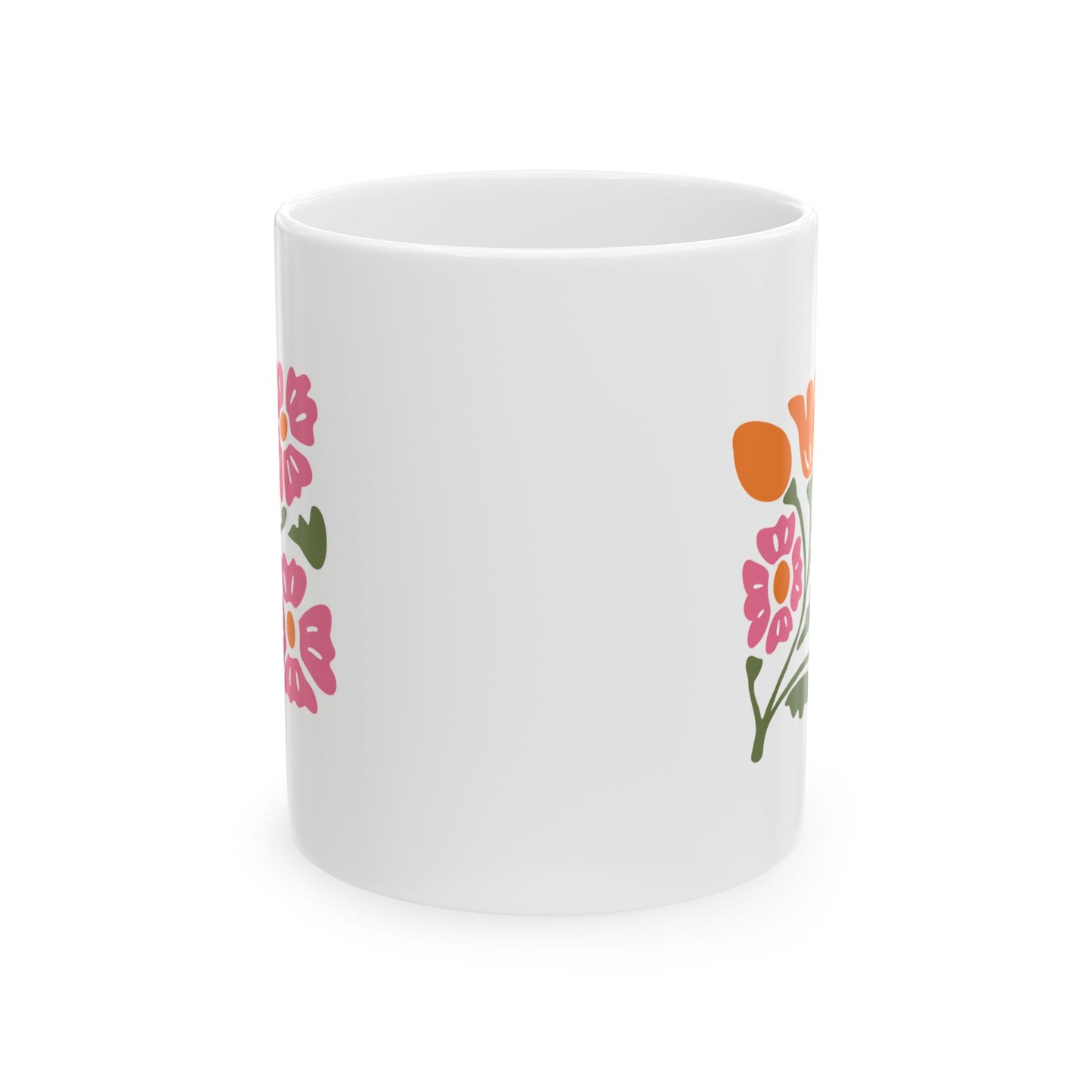 Floral Bouquet Ceramic Mug (11oz & 15oz) — Colorful Spring Flowers Coffee Cup