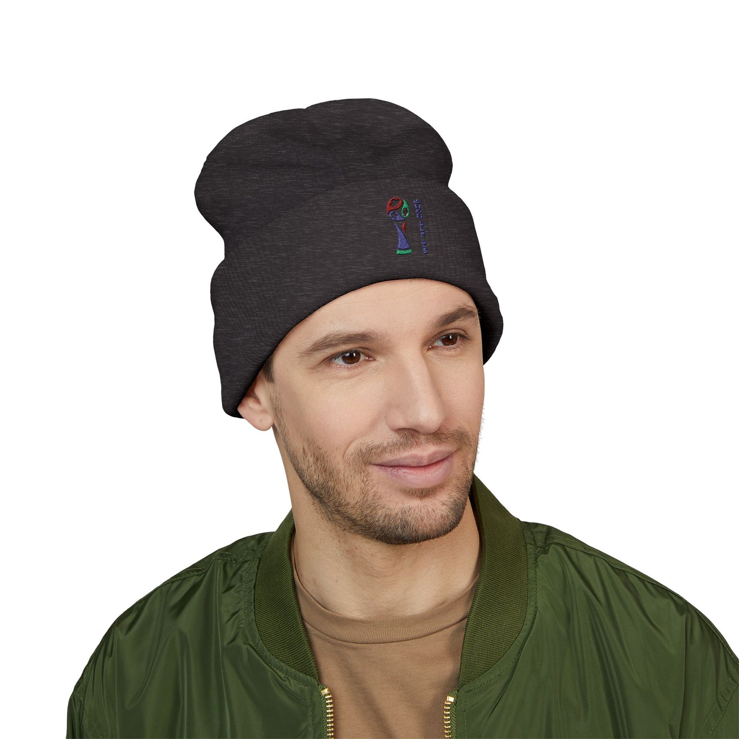 Embroidered 2026 World Cup Trophy Beanie — Soccer Fan Cuffed Knit Hat