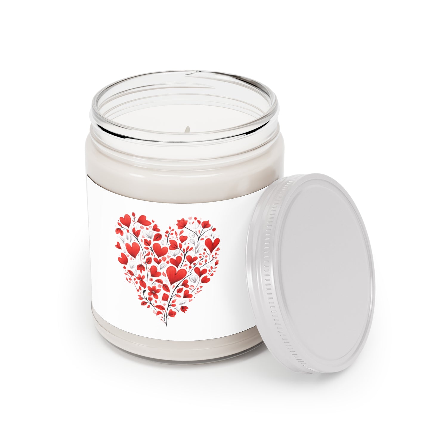 Heart Floral Soy Candle — 9oz Scented Jar (White Lid)