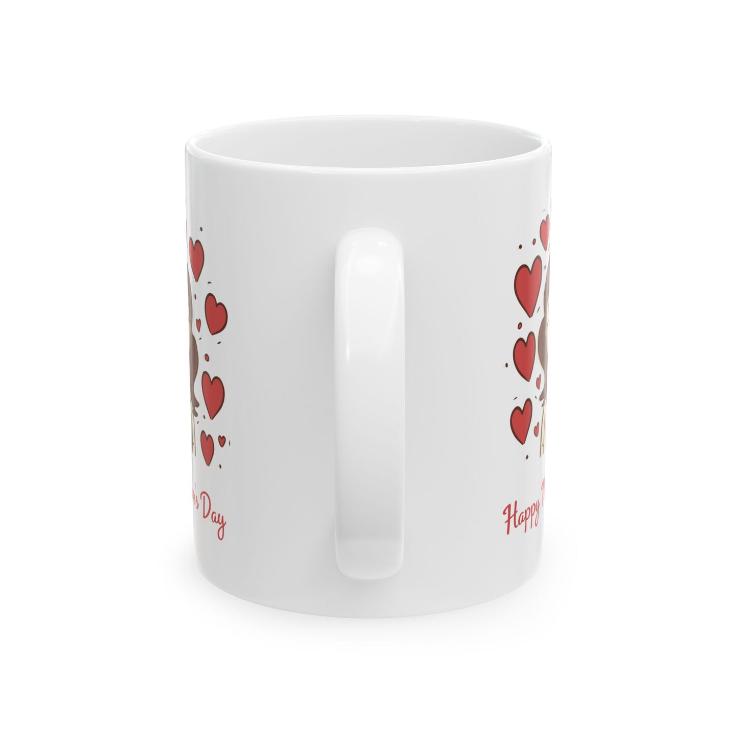 Valentine’s Day Heart Stack Ceramic Mug — 'Happy Day' Romantic Coffee Cup (11oz & 15oz)