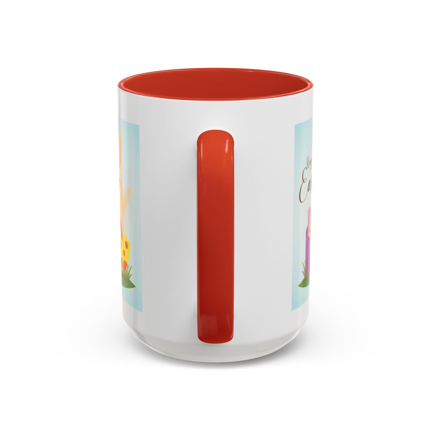 Easter Bunny Accent Coffee Mug – "Happy Easter" Spring Bunny & Egg Design (11/15oz)
