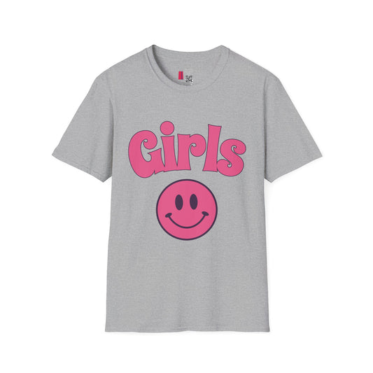 Girls Smiley T-Shirt — Retro Pink Graphic Tee