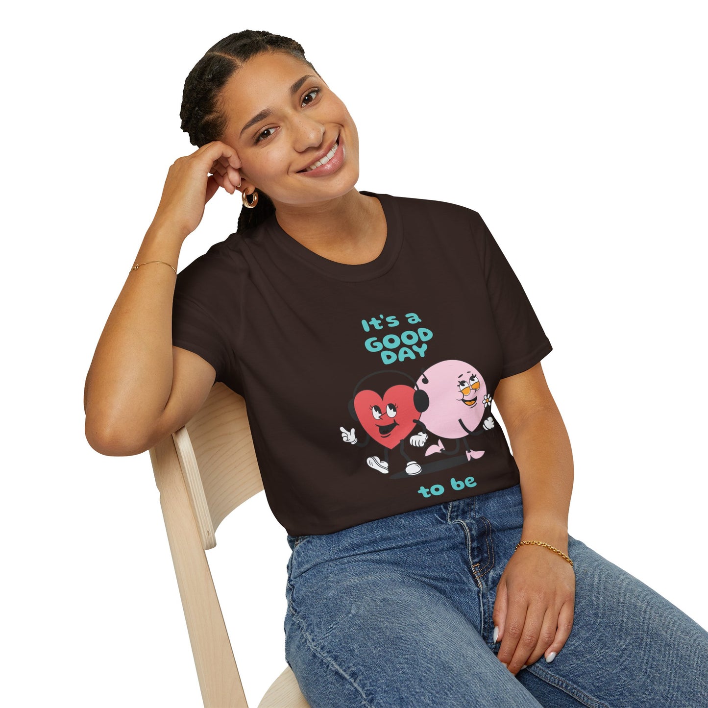 It's a Good Day to Be Happy T-Shirt — Cute Heart & Smile Graphic Tee