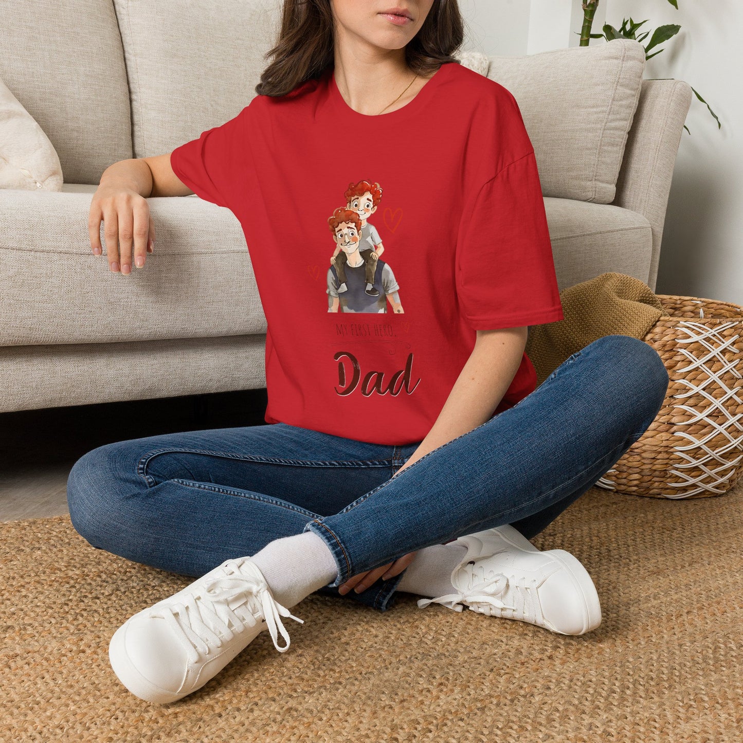 Dad and Son Cartoon Portrait T-Shirt — Cute Father’s Day Gift