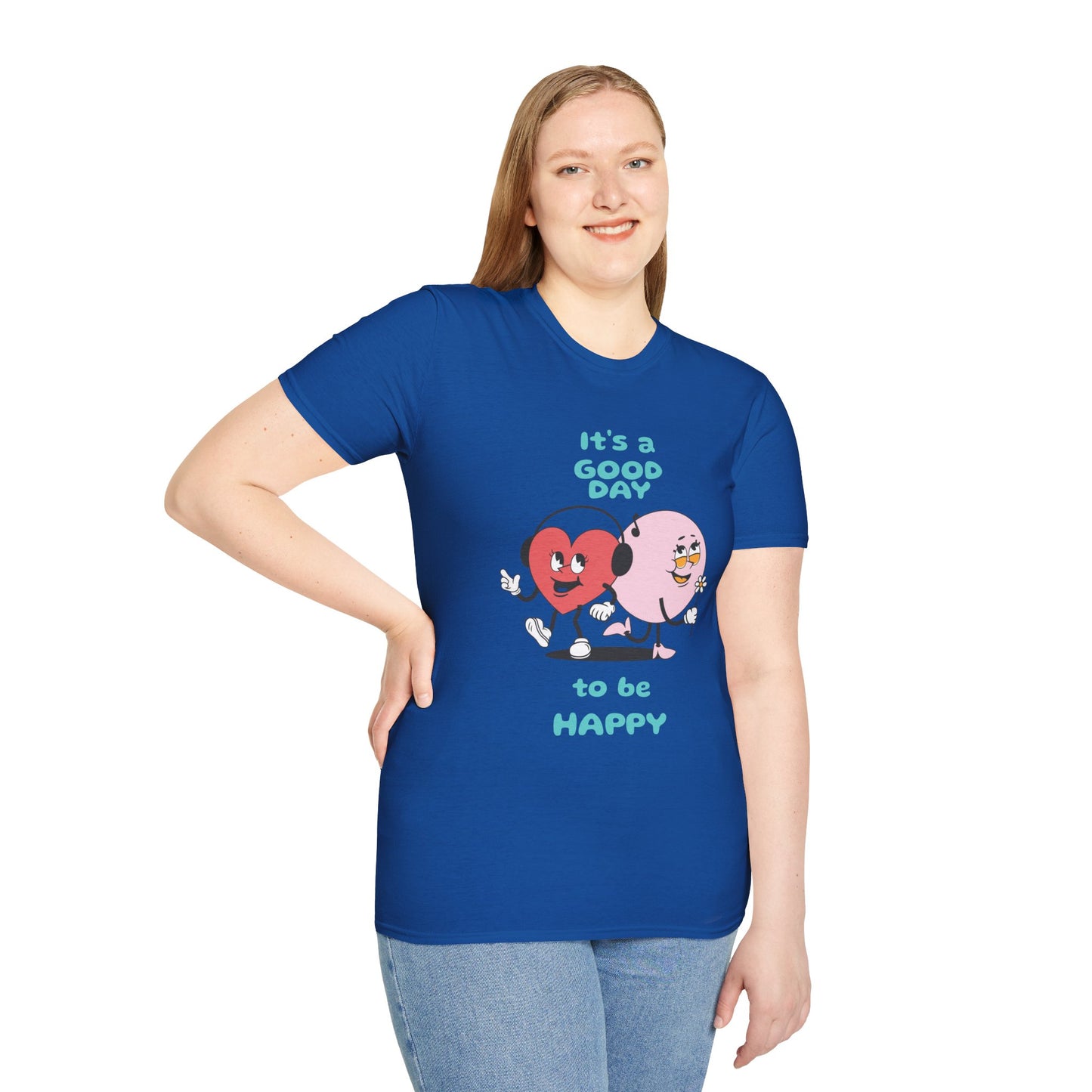 It's a Good Day to Be Happy T-Shirt — Cute Heart & Smile Graphic Tee