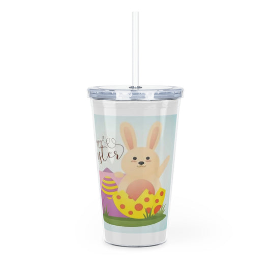 Easter Bunny Plastic Tumbler with Straw — Cute Spring Egg Design