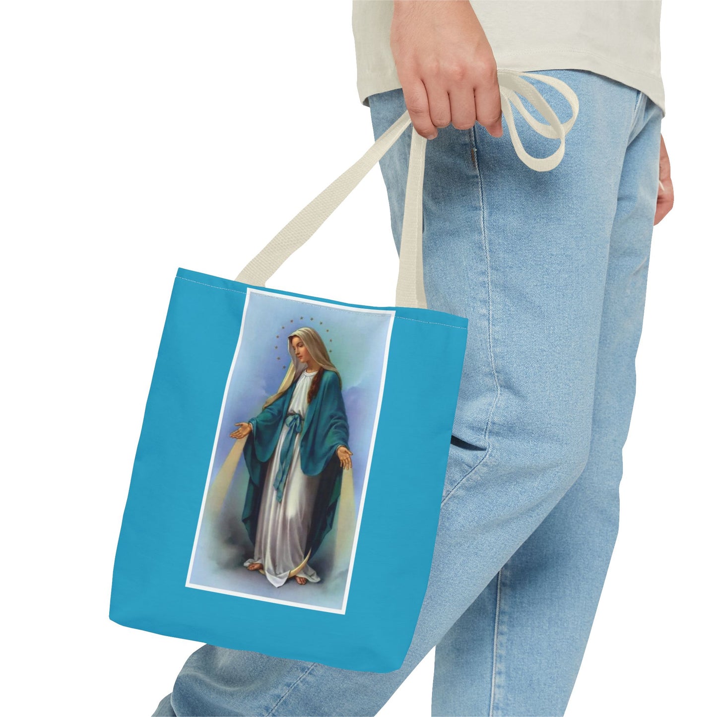 Virgin Mary Religious Tote Bag — Catholic Madonna AOP Shoulder Tote