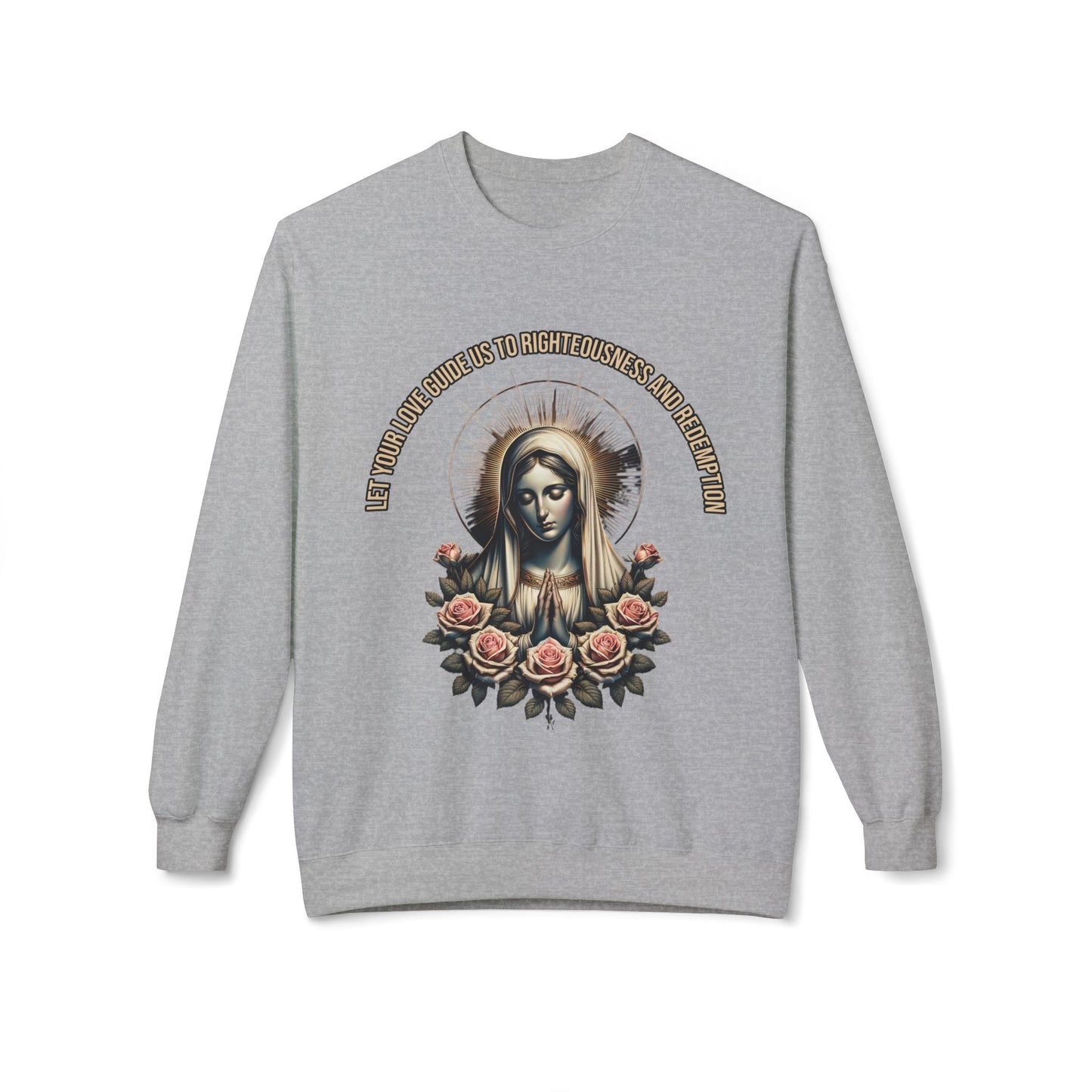 Virgin Mary Floral Sweatshirt — 'She Will Be Comfort For Those Who Mourn' Religious Crewneck