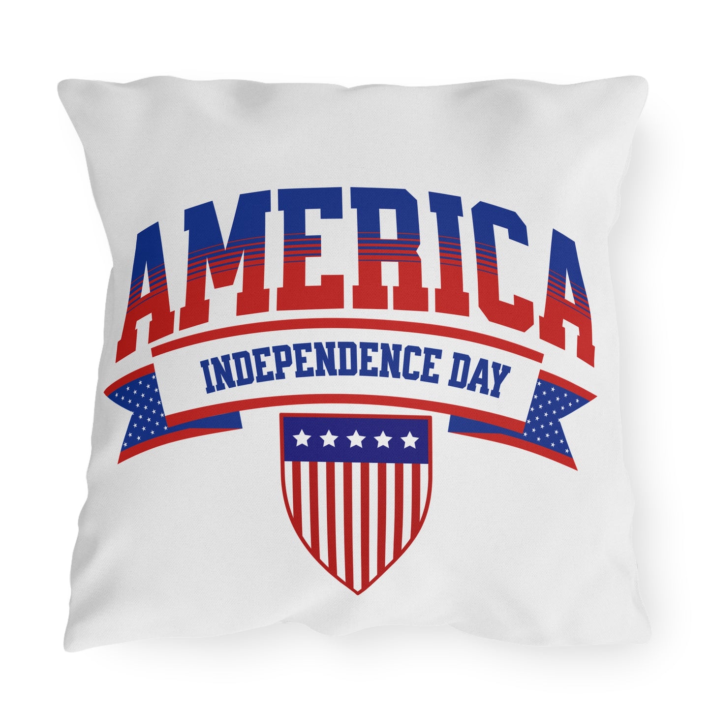 Independence Day America Outdoor Pillow — Patriotic Red, White & Blue Accent Cushion