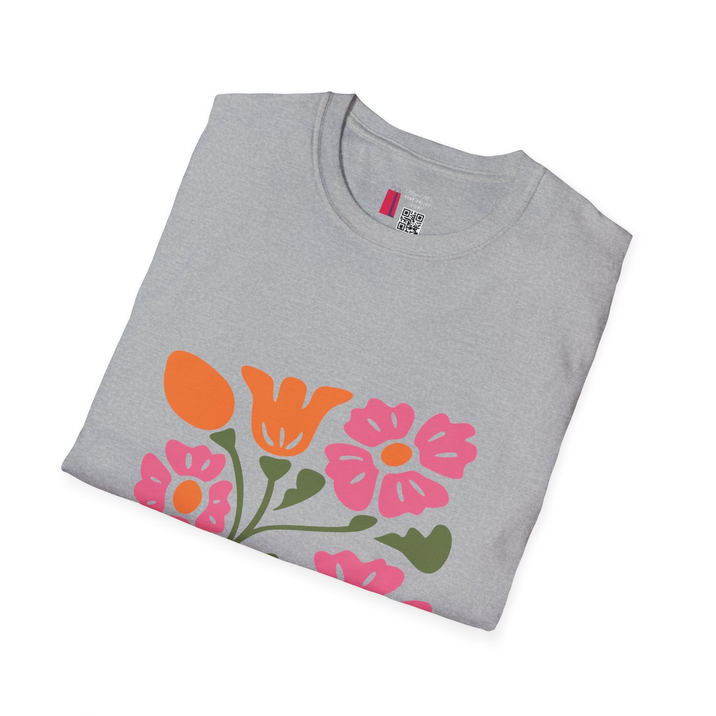 Floral Folk Art Tee — Pink & Orange Vintage Flower Graphic T-Shirt
