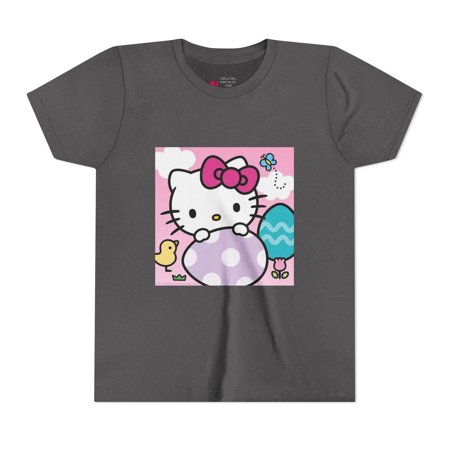 Hello Kitty Easter Youth Tee — Cute Bunny & Eggs Spring Shirt
