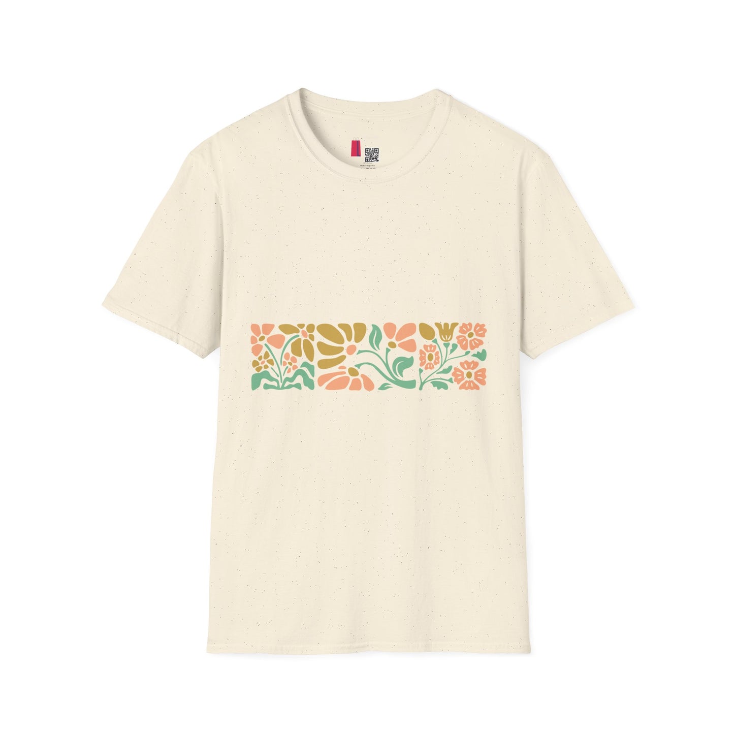 Floral Meadow T-Shirt — Pastel Botanical Stripe Tee