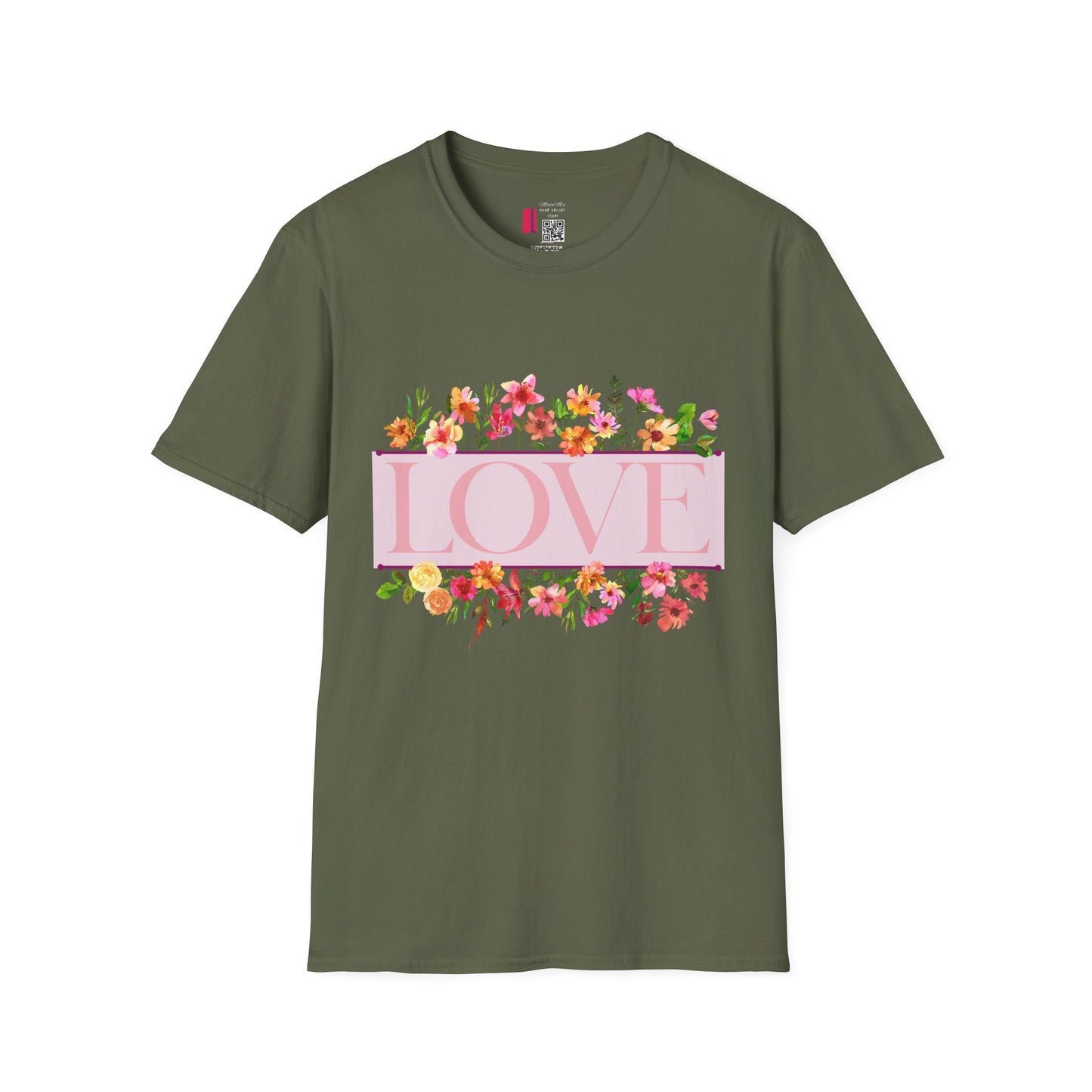 Love Floral T-Shirt — Pink "LOVE" Graphic Tee for Women & Gifts