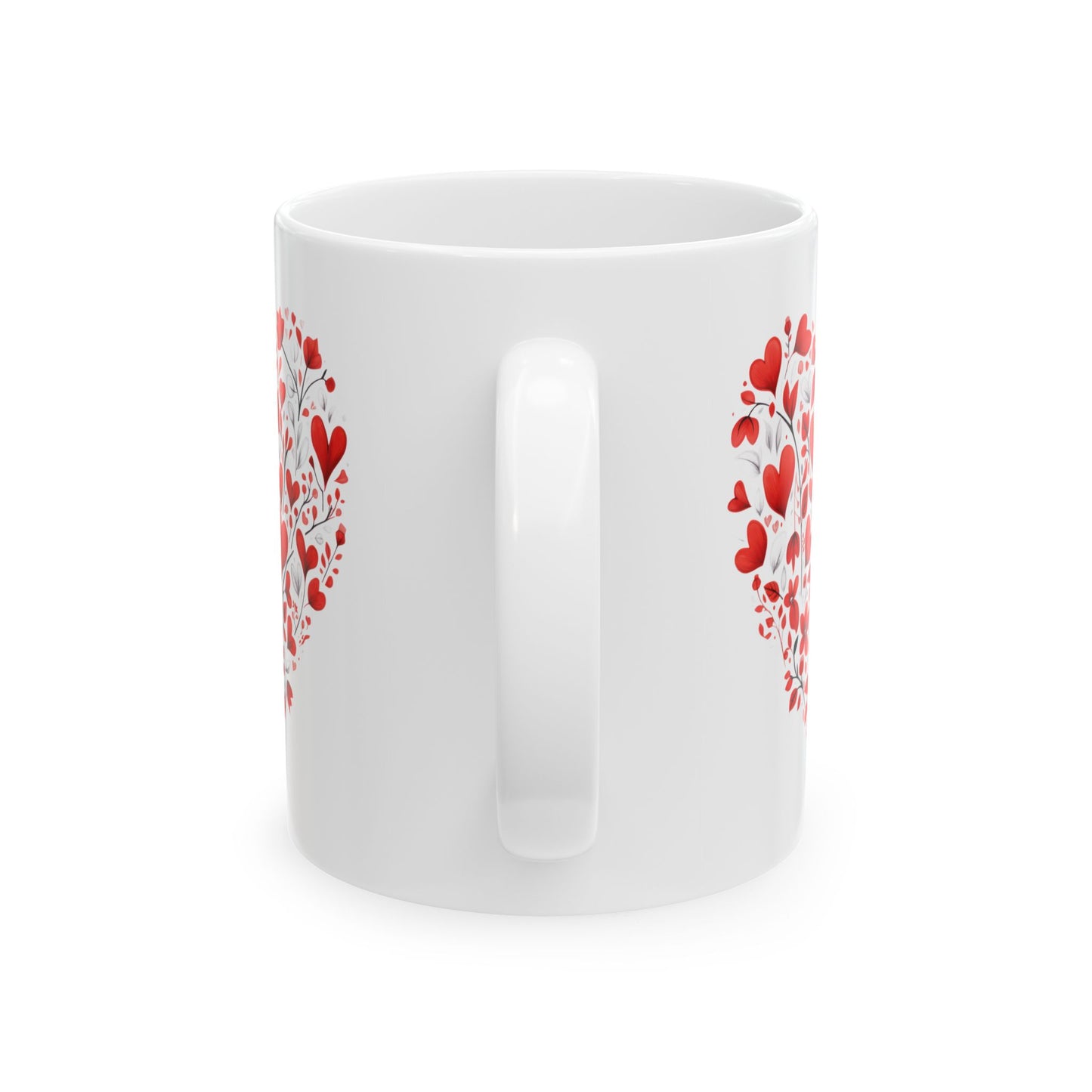 Valentine Heart Pattern Ceramic Mug — Romantic Love Gift (11oz & 15oz)