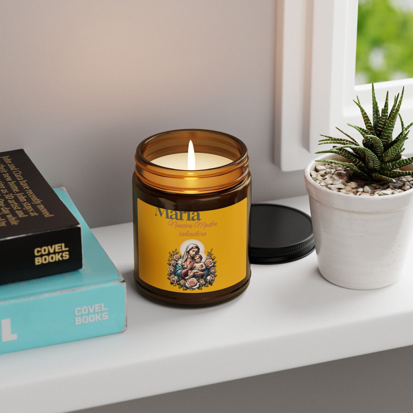 Faith & Hope Soy Candle — Scented Amber Jar (Maria Love)