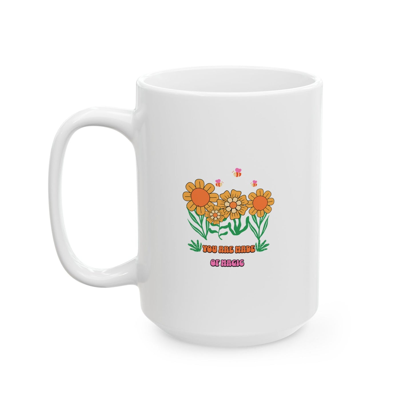 Floral Bloom Ceramic Mug — Orange Watercolor Flower Coffee Cup (11oz, 15oz)