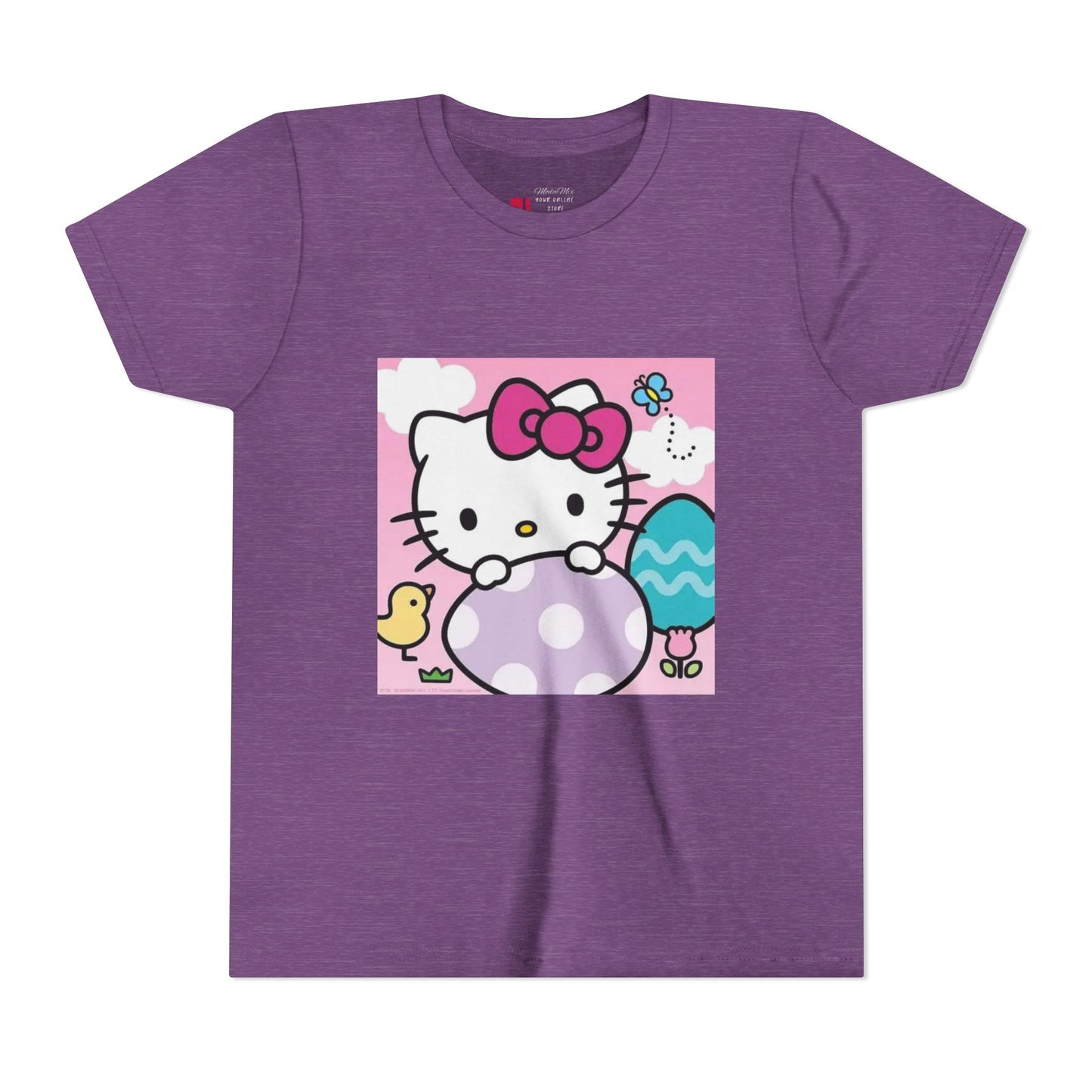 Hello Kitty Easter Youth Tee — Cute Bunny & Eggs Spring Shirt
