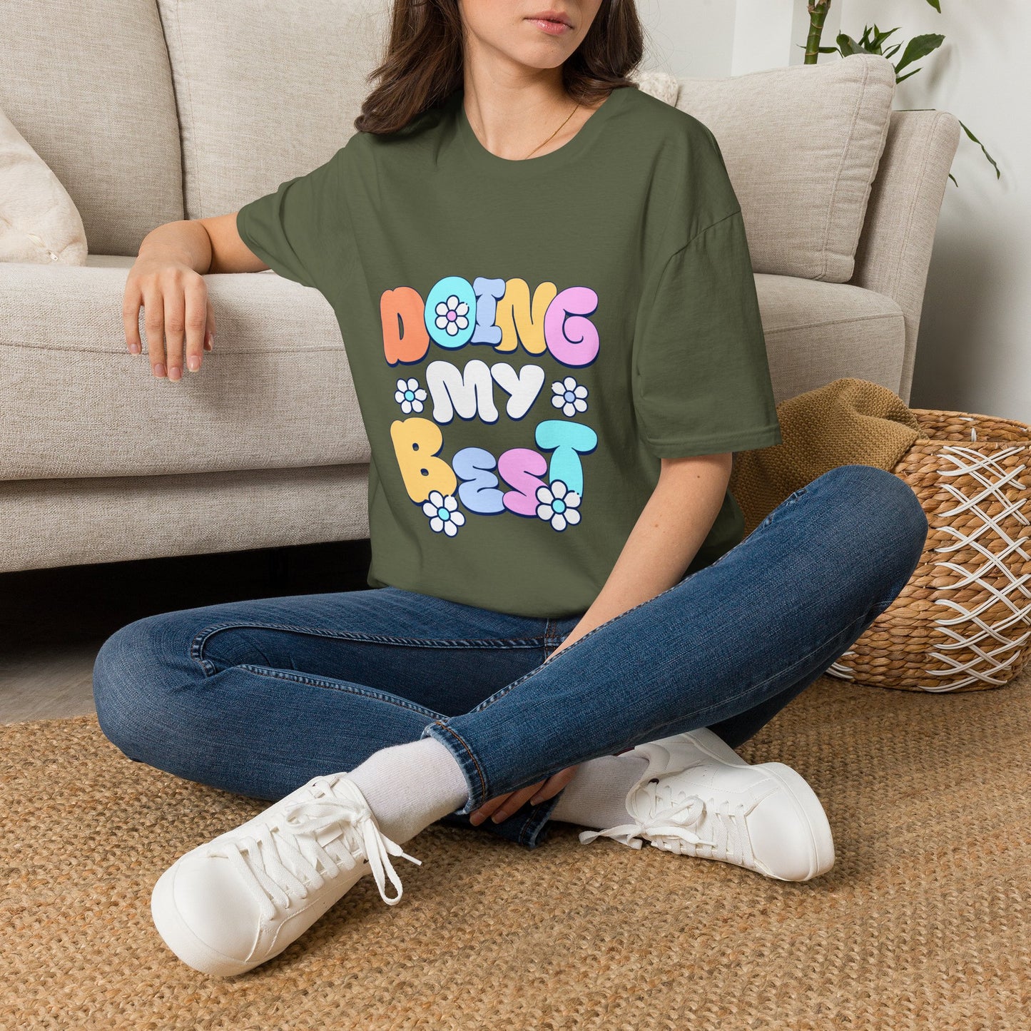 Retro Floral "Doing My Best" T-Shirt