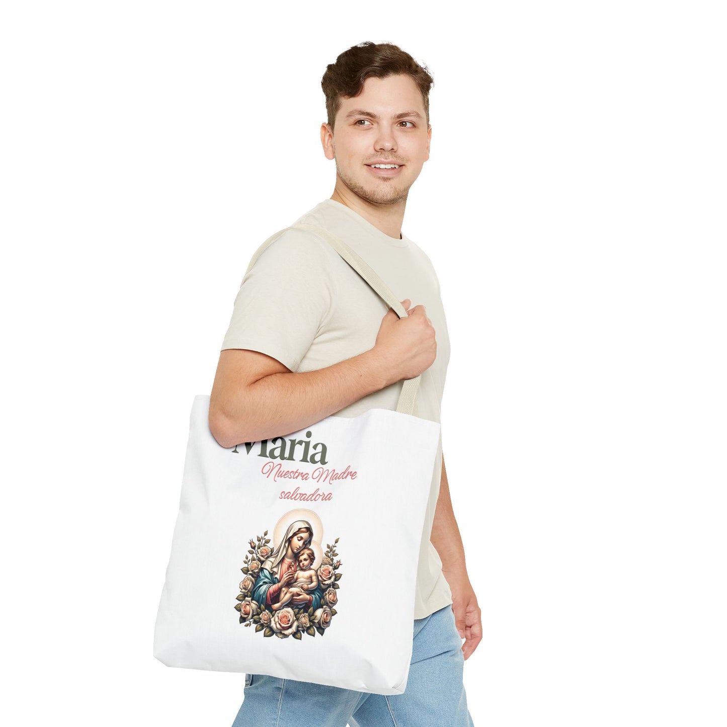 Faith Maria Jesus Tote Bag — Religious Faith All-Over Print Tote