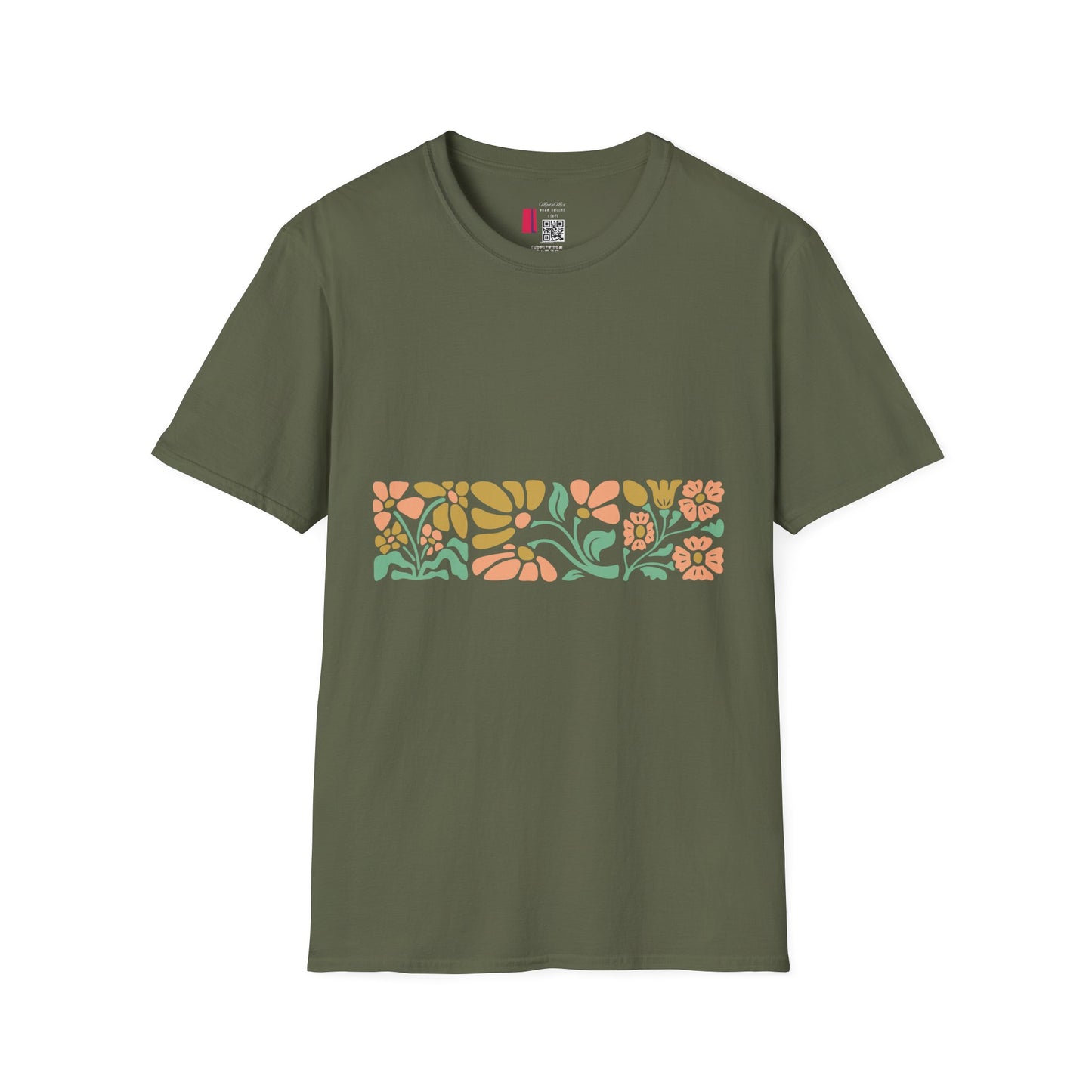 Floral Meadow T-Shirt — Pastel Botanical Stripe Tee