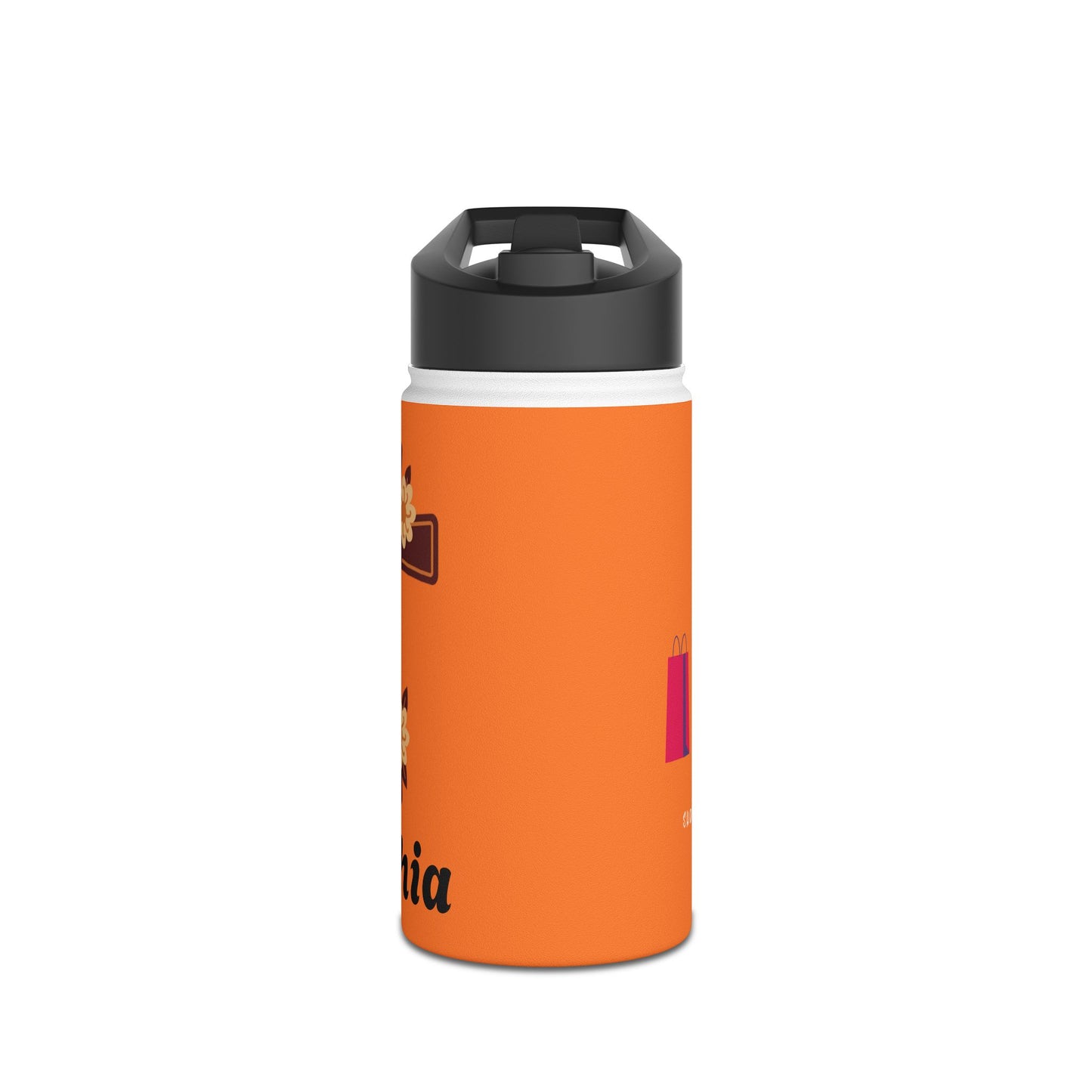 Personalized Orange Travel Water Bottle — Custom Name Stainless Steel Bottle
