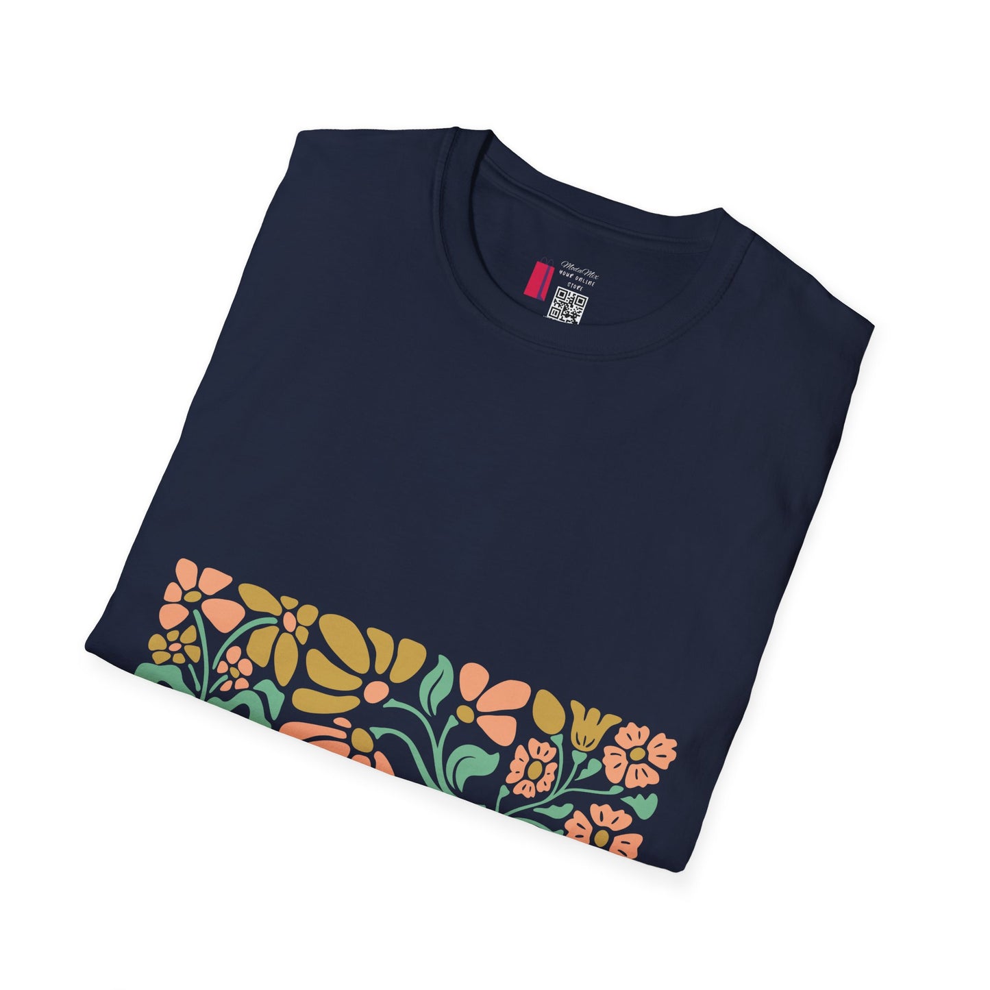 Floral Meadow T-Shirt — Pastel Botanical Stripe Tee