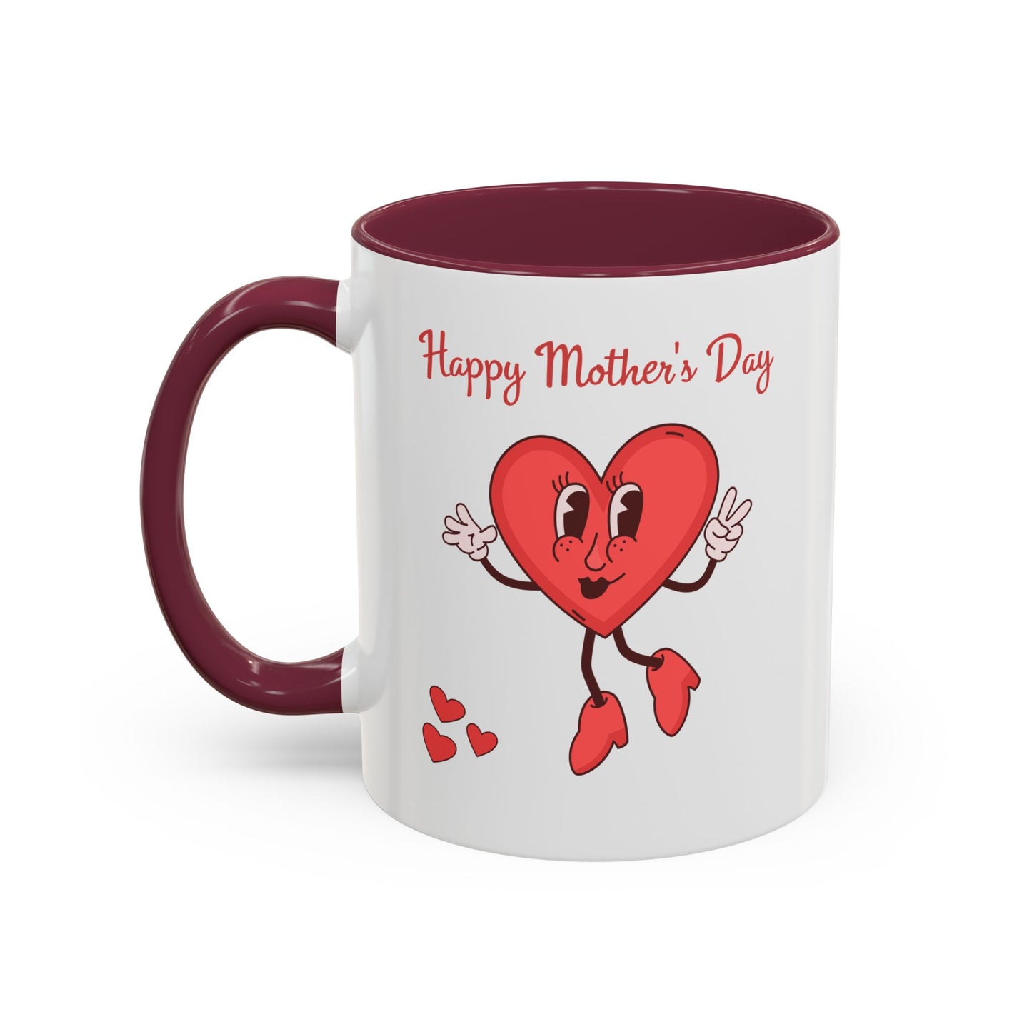 Happy Mother's Day Heart Mug — Cute Retro Heart Mom Coffee Cup (11oz, 15oz)