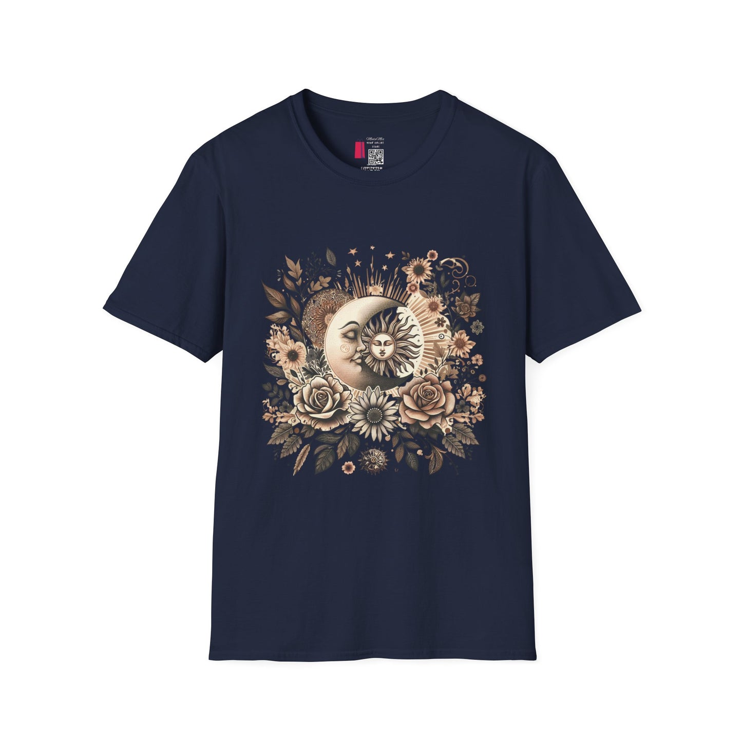 Celestial Sun & Moon Floral T-Shirt — Vintage Boho Astrology Tee
