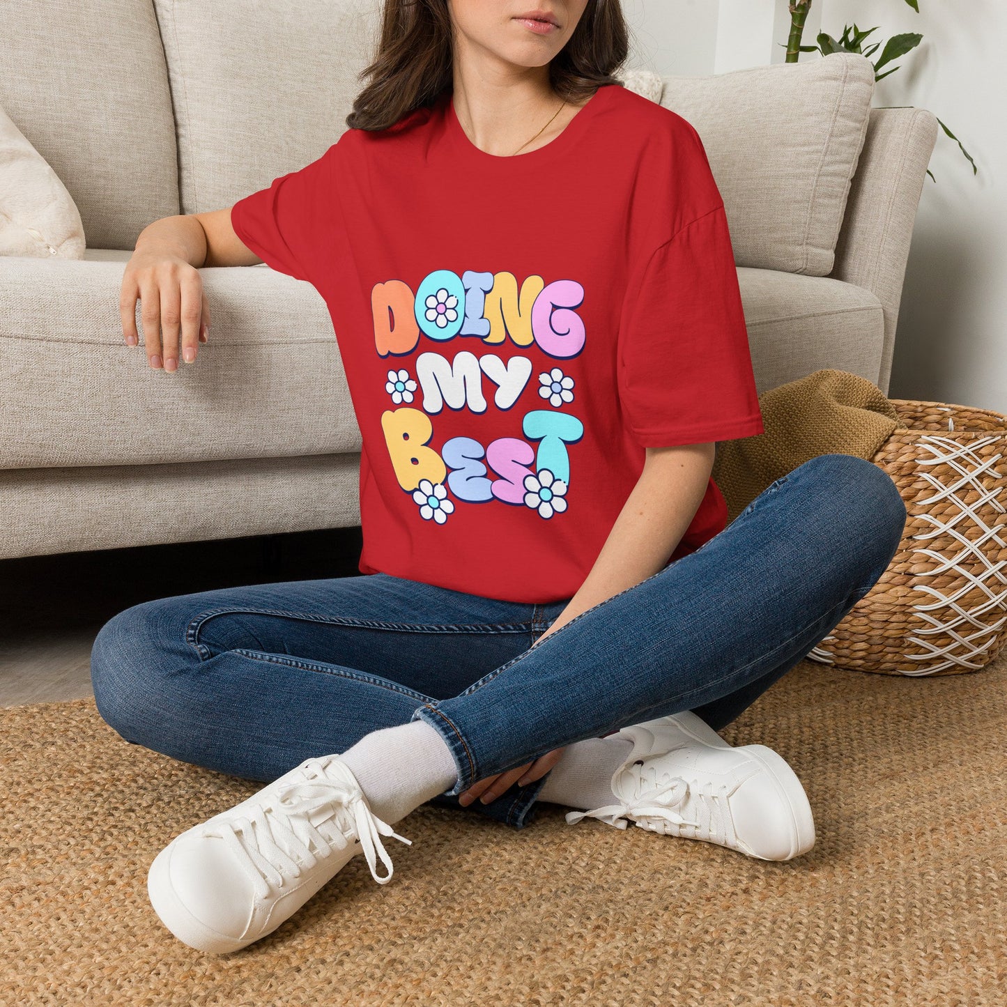 Retro Floral "Doing My Best" T-Shirt