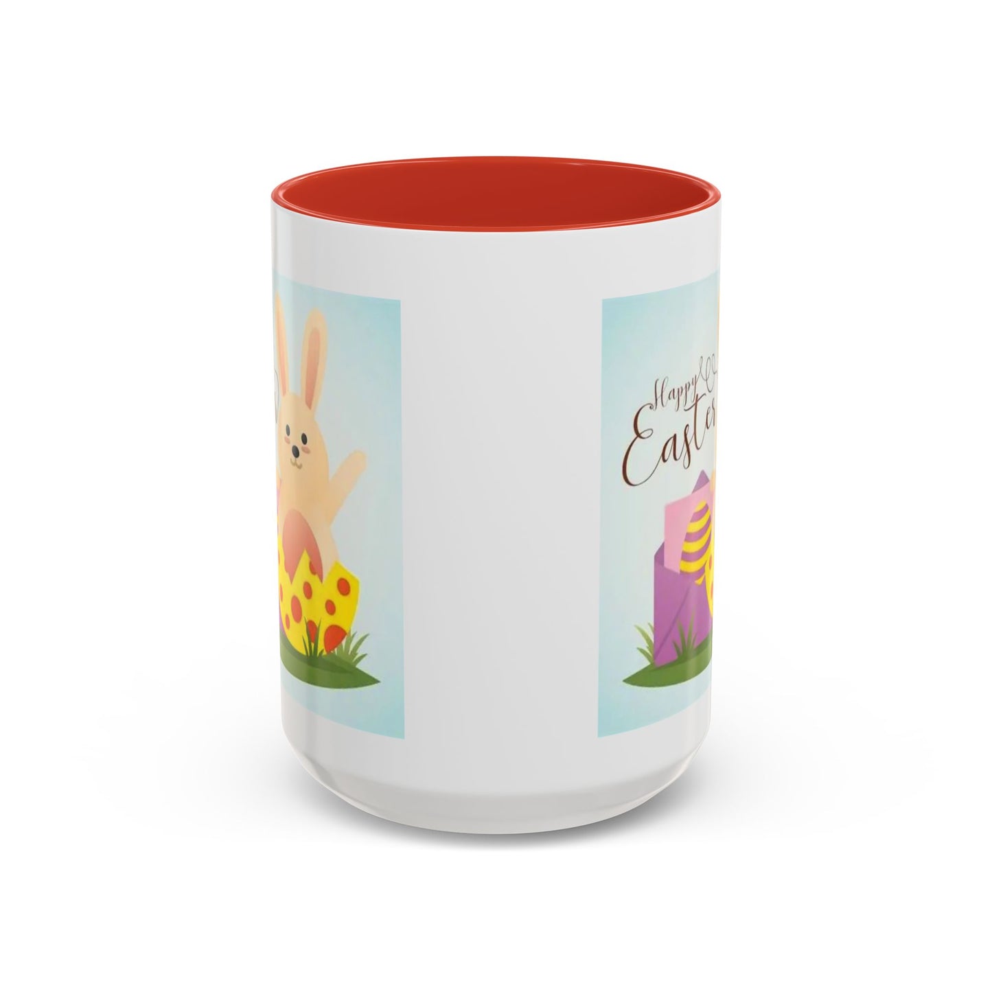 Easter Bunny Accent Coffee Mug – "Happy Easter" Spring Bunny & Egg Design (11/15oz)