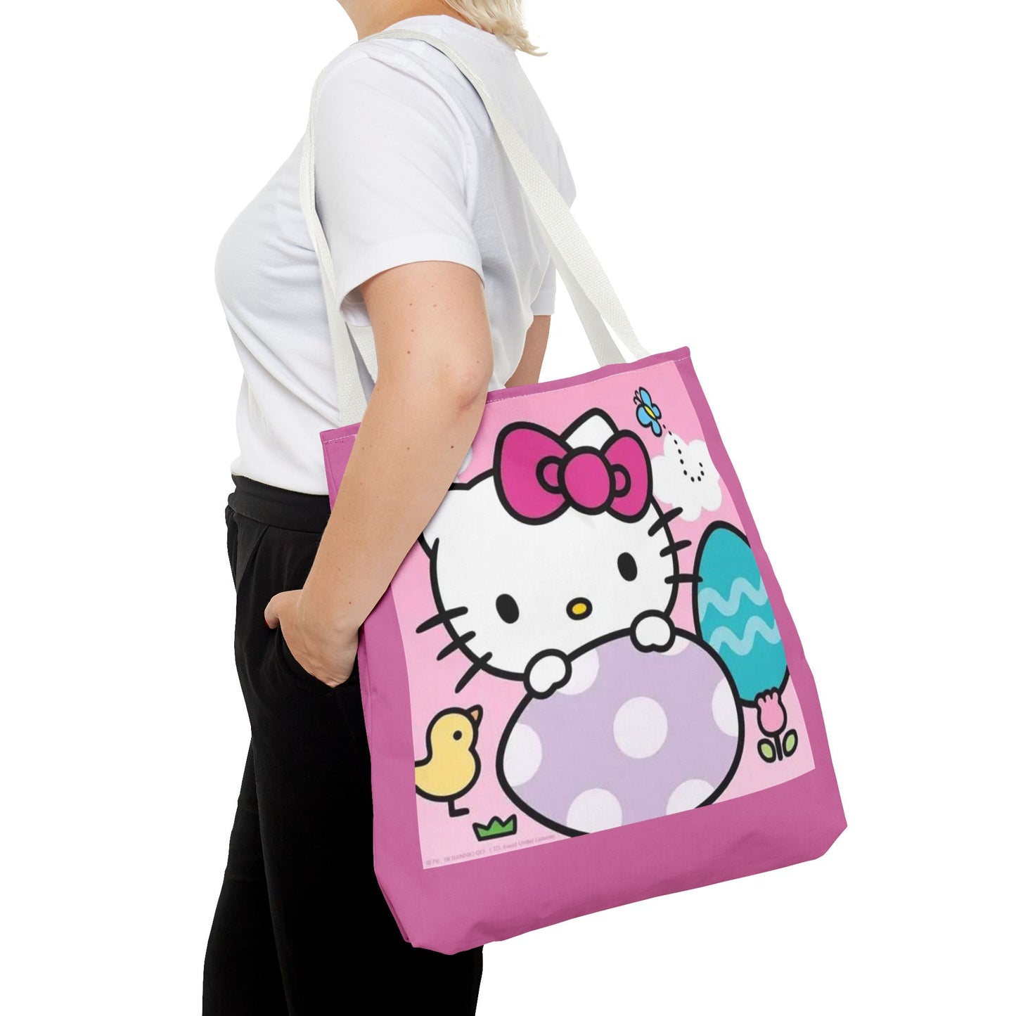 Hello Kitty Easter Tote Bag — Cute Pink Bunny & Egg Spring Shopper