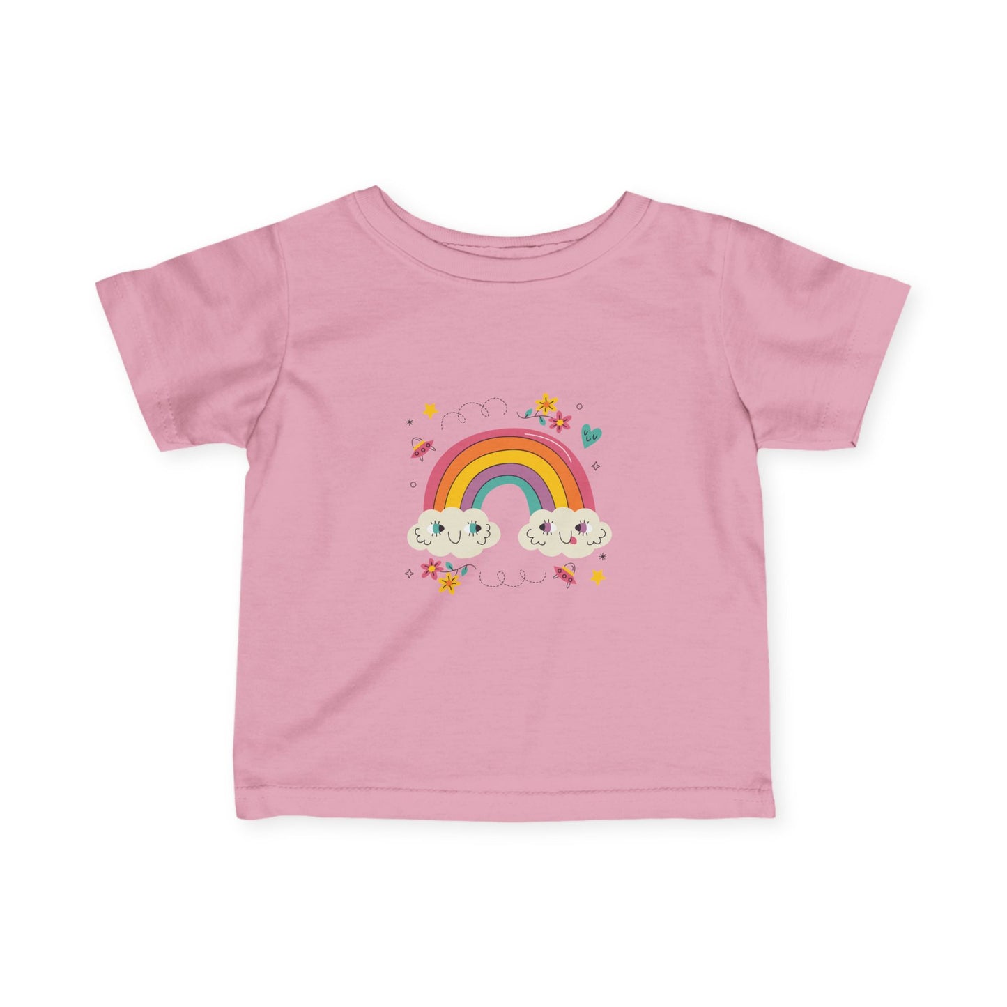 Infant Rainbow Tee – Cute Smiling Clouds & Stars Baby Shirt